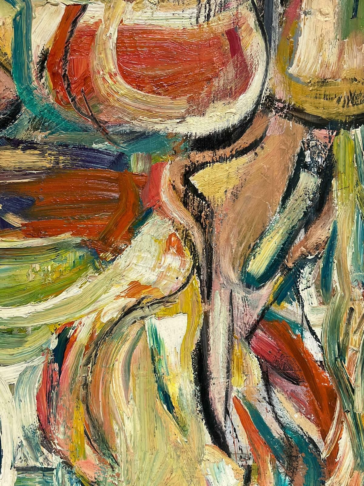 French Schoolmid 20th Century French Expressionist Abstract Portrait Very Thick Impasto Oil photo vintage