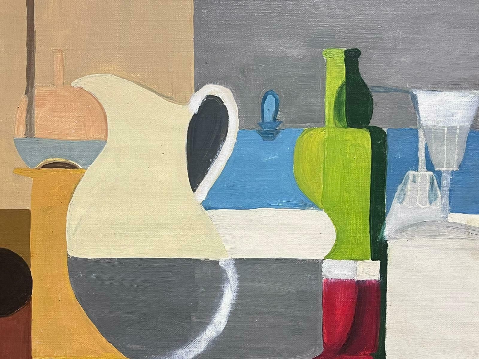 French Cubist Mid Century1950's French Cubist Still Life Oil Painting Jugs & Ornaments Large Canvas1950 photo 1745.0