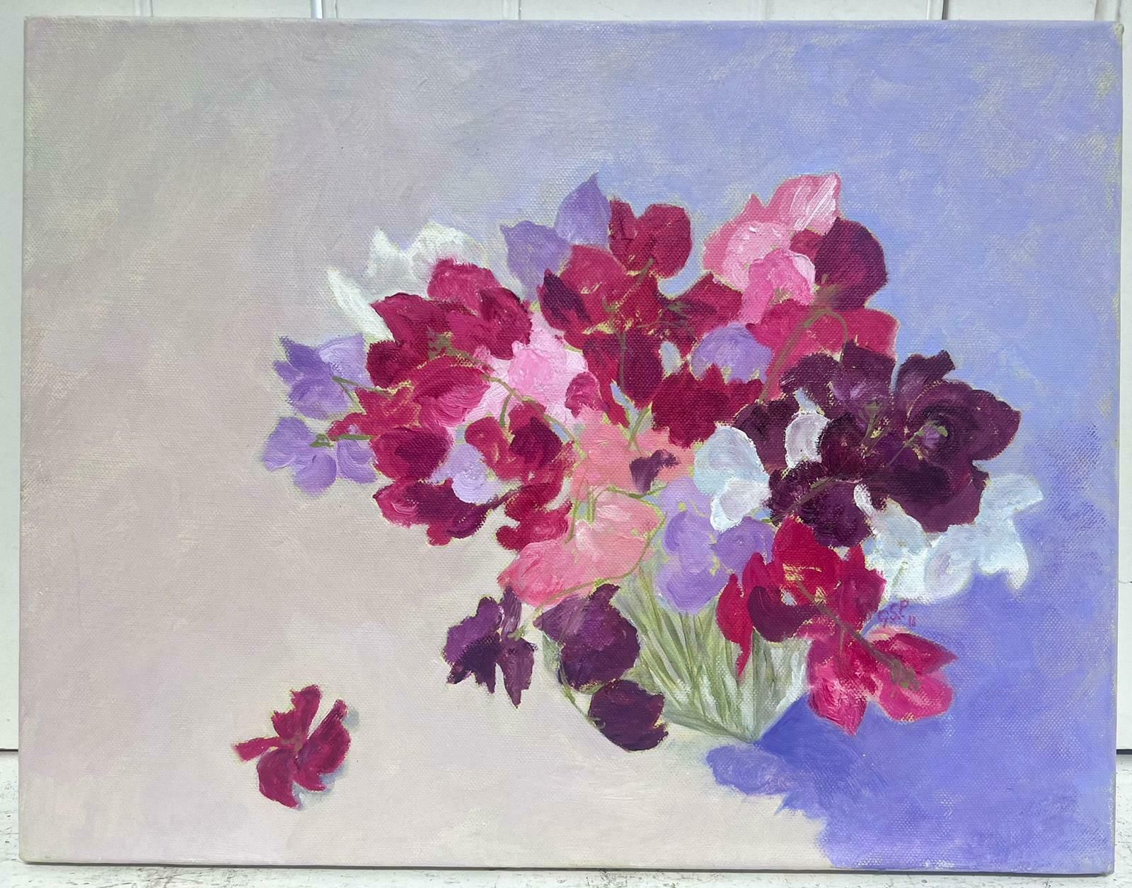 Geza Somerset Paddonsweet Pea Flowers Original British Impressionist Oil Painting 20th Century2011 photo furniture