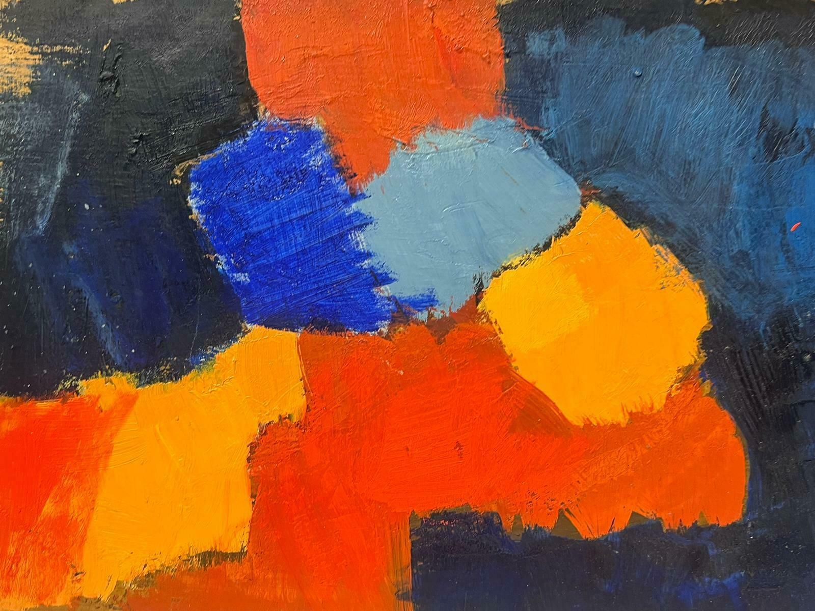 Elisabeth Hahn20th Century German Modernist Oil Painting Blue Orange And Yellow Abstract20th Century photo 395.0