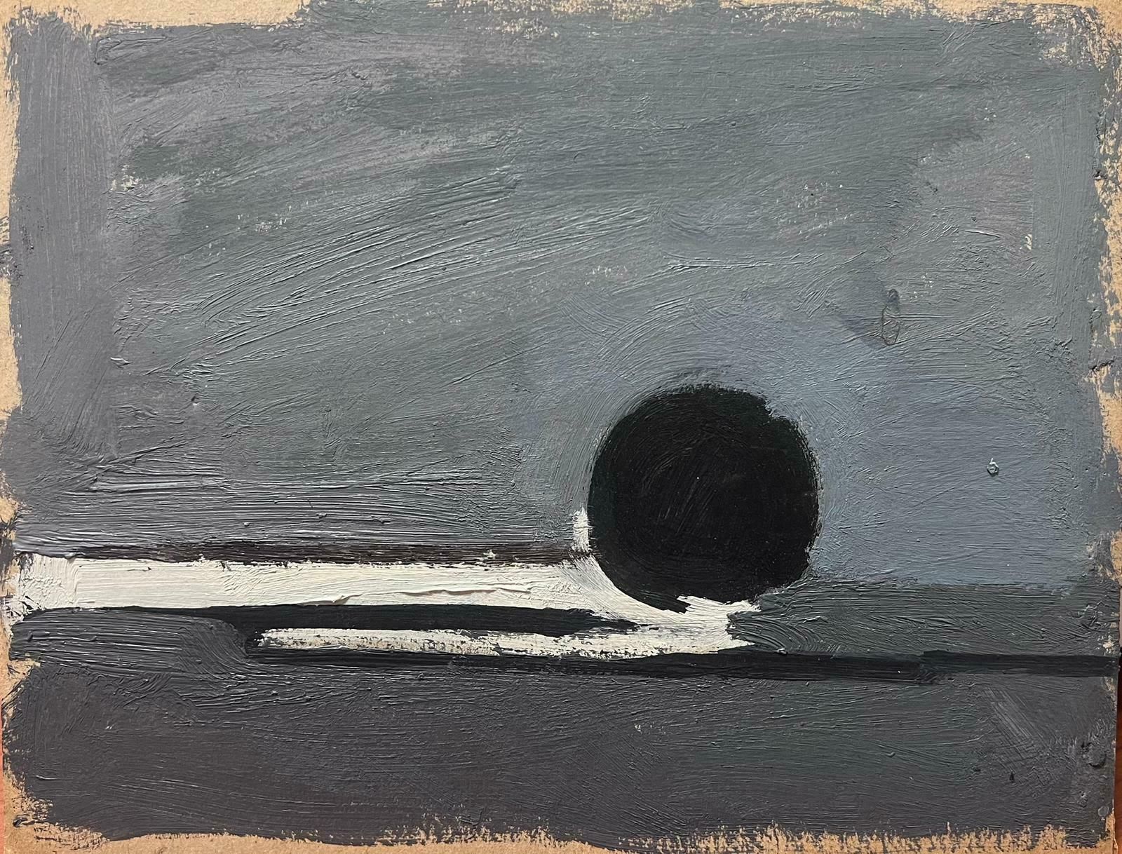 Elisabeth Hahn20th Century German Modernist Oil Painting Black Grey And White Ball Abstract20th Century photo Art