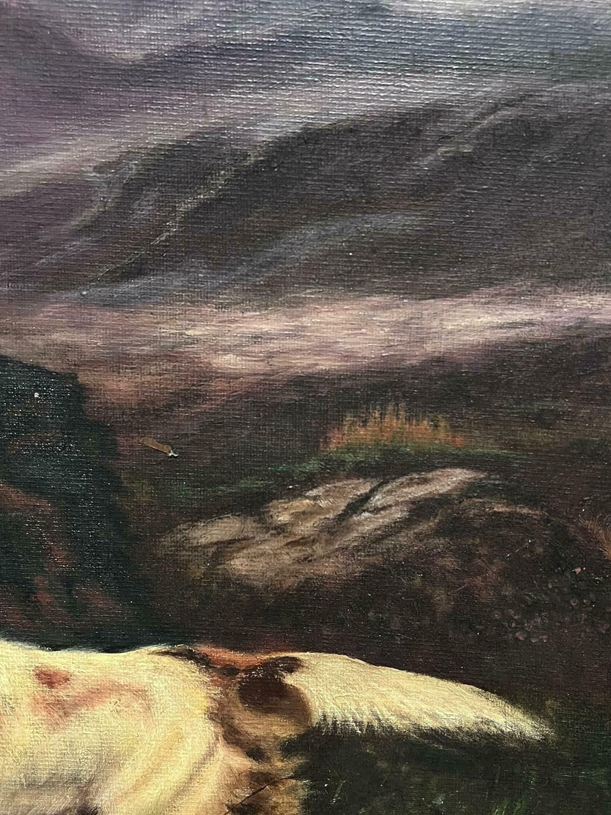 English Sporting Artistred Setter Dogs Hunting In Scottish Highland Moors Signed English Oil Painting photo Art