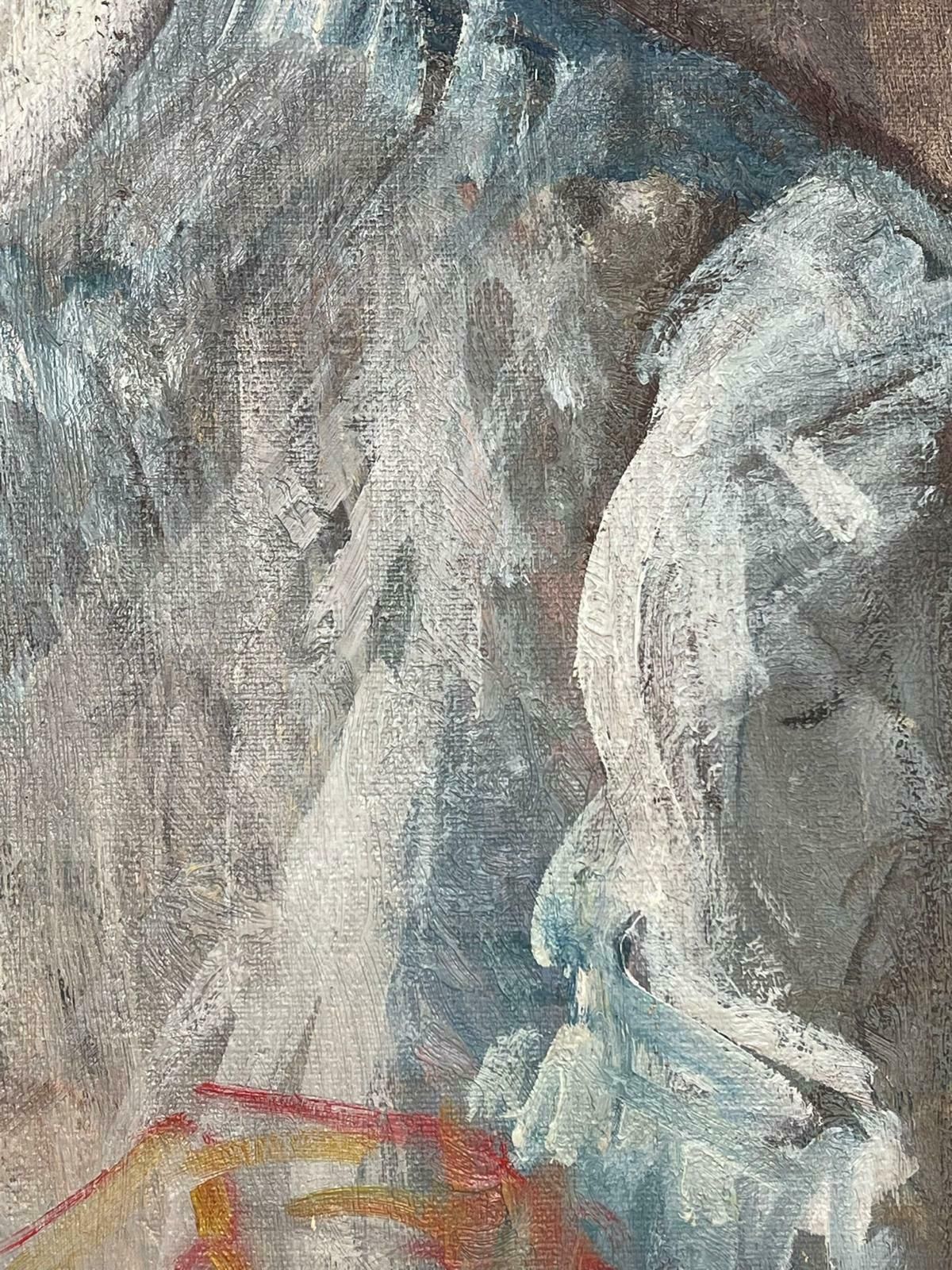 Jean Laforguemid 20th Century French Signed Oil Painting Portrait Of Man In Tie photo 508.0