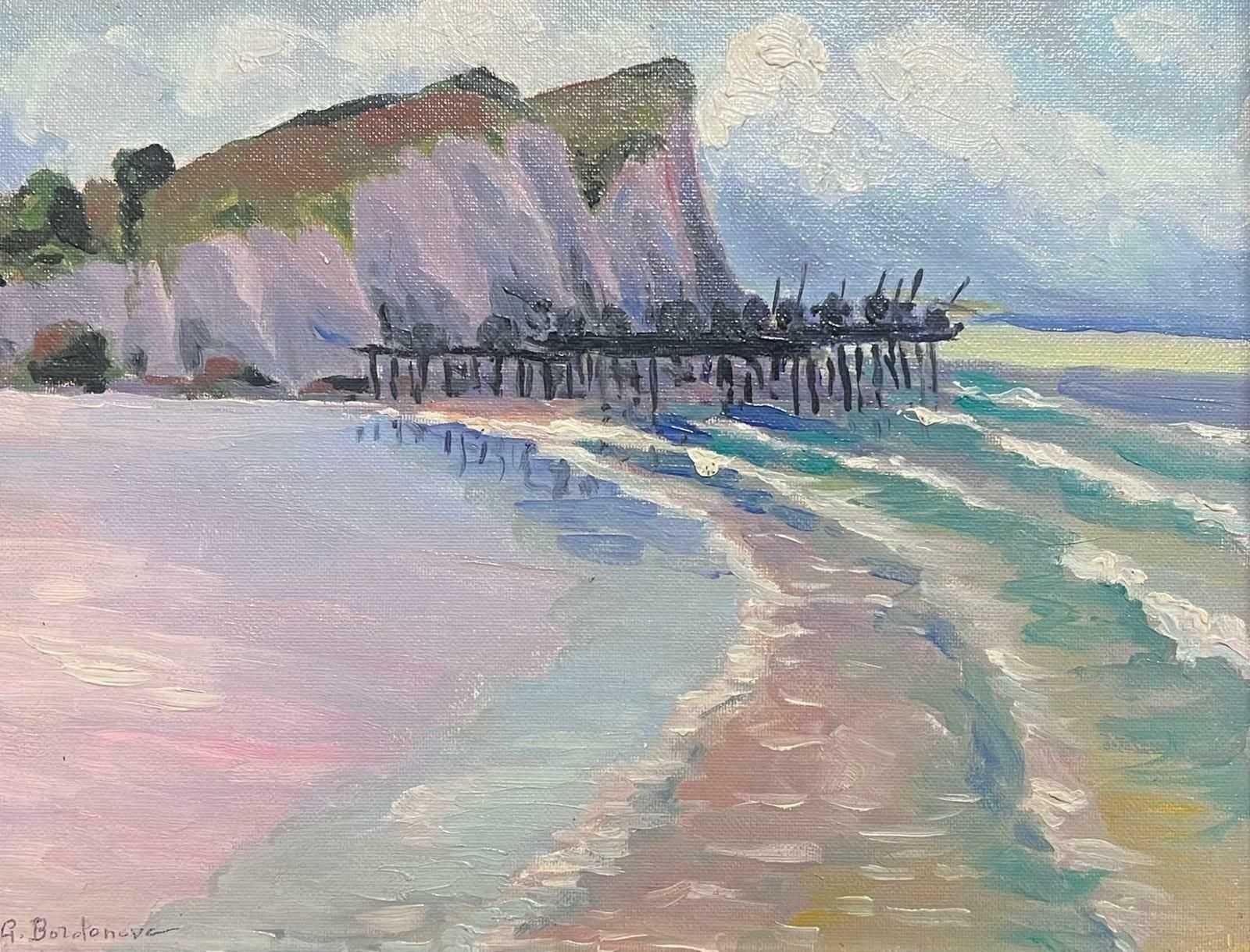 Georges Bordonovecontemporary French Impressionist Oil Rocky Coastline Sea Scape Beach photo furniture
