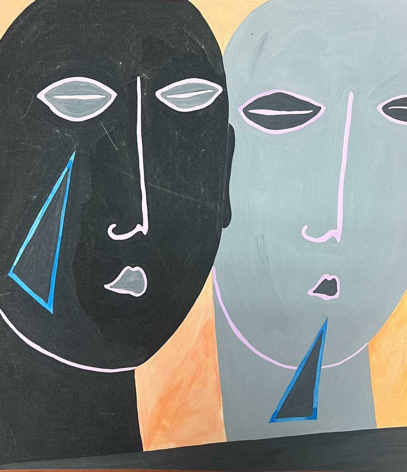 Sally Vaughancontemporary British Abstract Original Painting Surrealist Head Portraits1990
