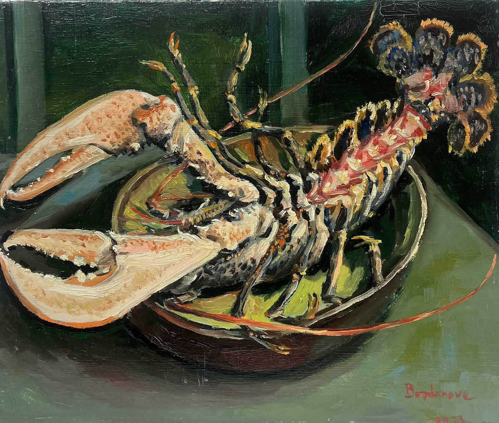 Georges Bordonovecontemporary French Impressionist Oil Lobster On The Kitchen Table