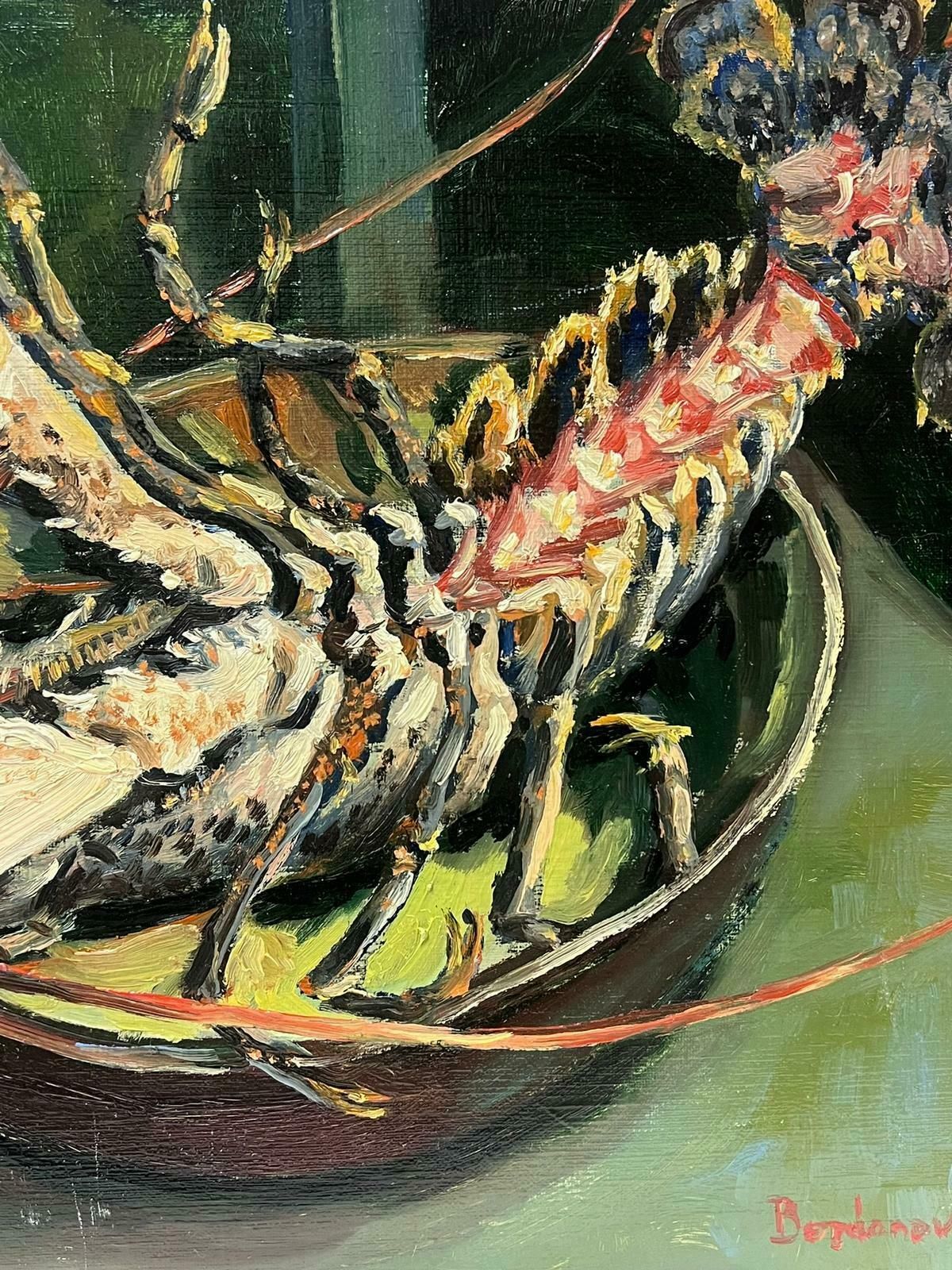 Georges Bordonovecontemporary French Impressionist Oil Lobster On The Kitchen Table photo vinterior