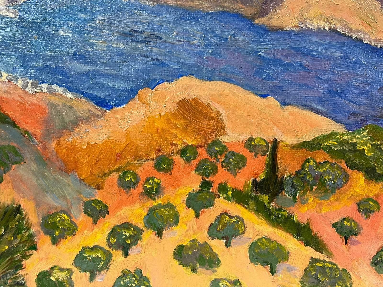 Georges Bordonovecontemporary French Impressionist Oil Olive Groves Mediterranean Sea photo for sale