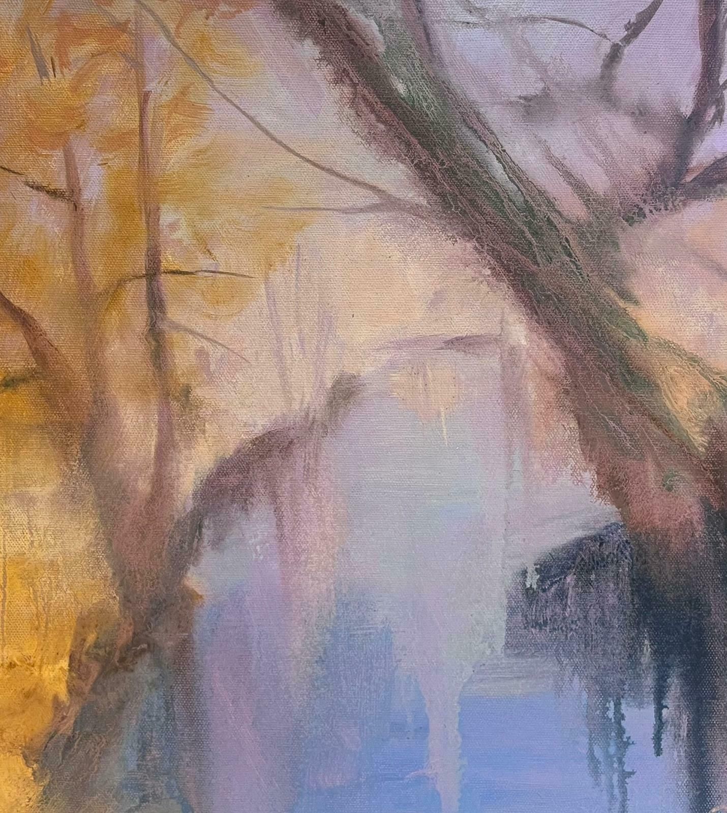 Geza Somerset Paddonblurry Purple And Yellow River Landscape Contemporary British Oil Painting photo Art
