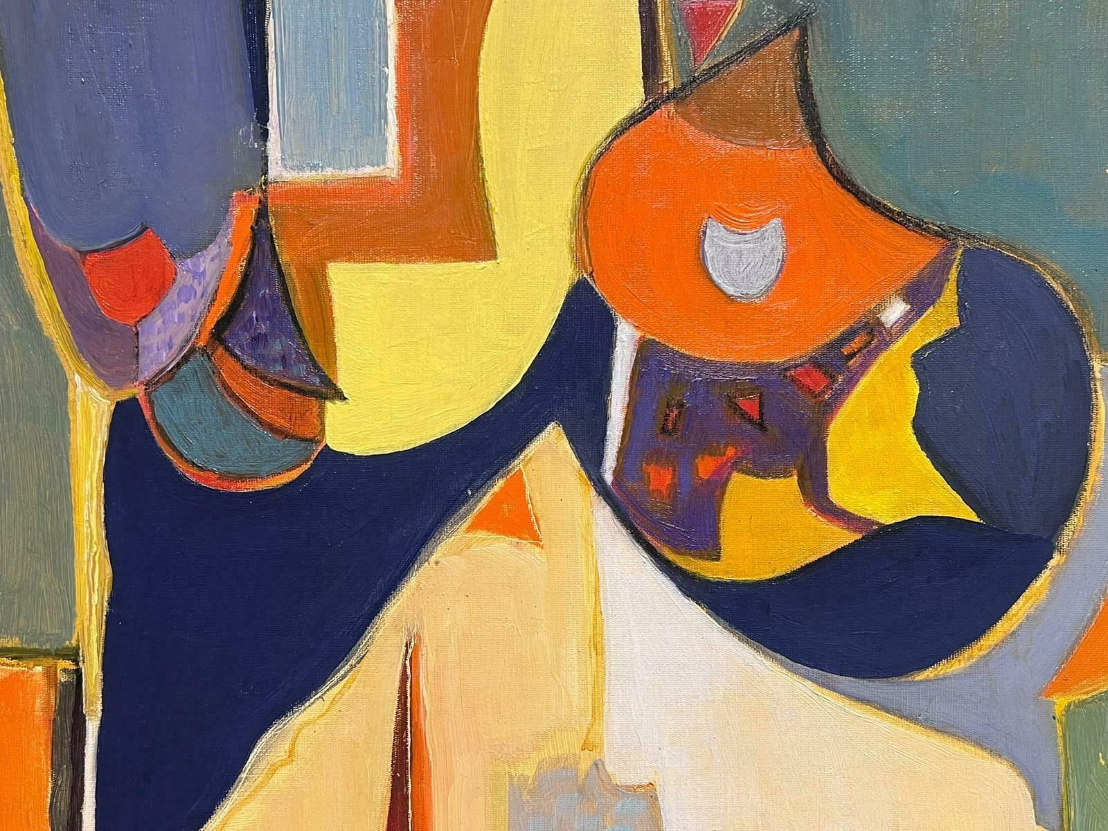 Kathleen Crowmodern British Cubist Oil Painting Still Life Composition Large Original Signed photo vinterior