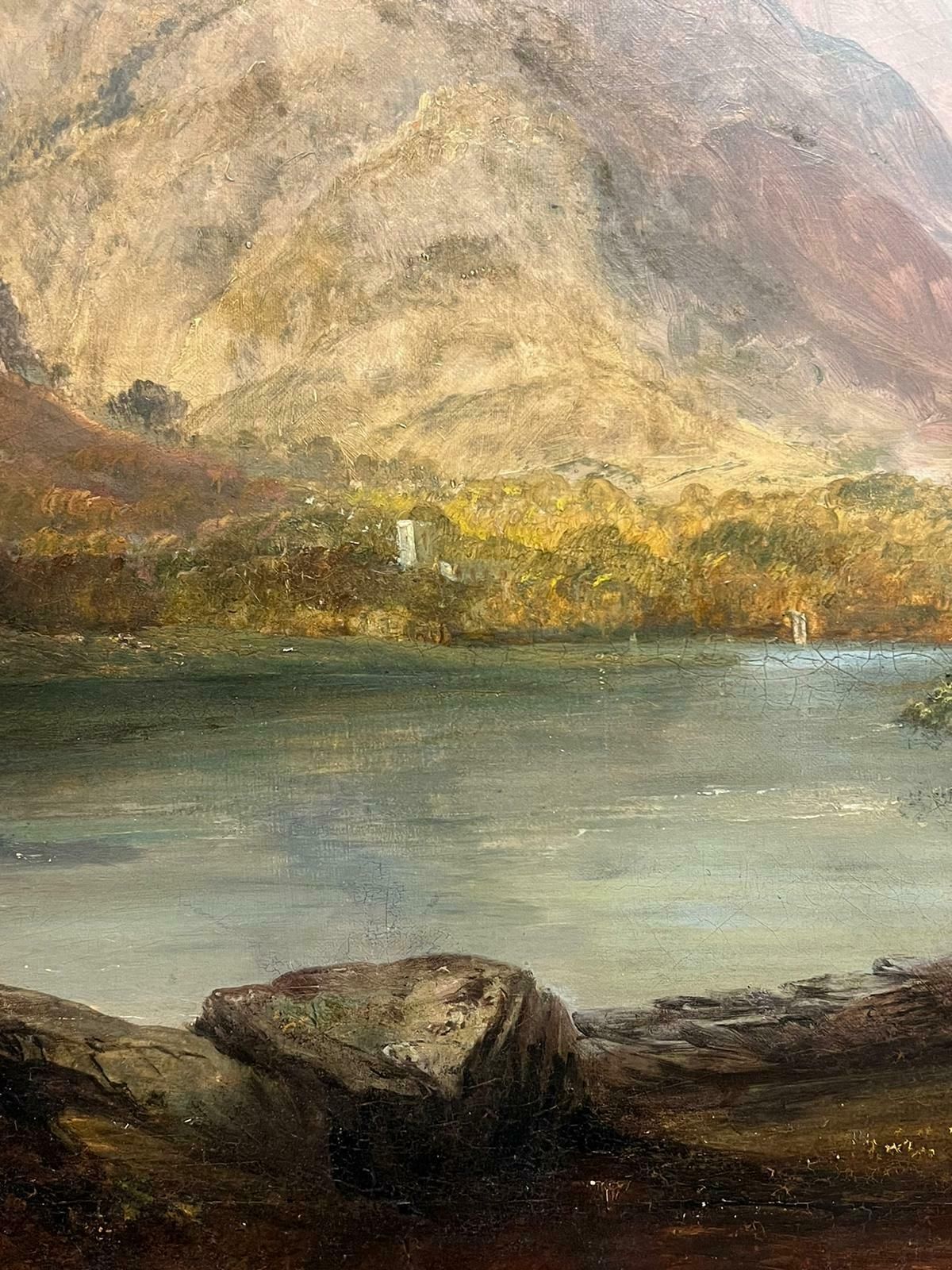Scottish Victorianlarge Victorian Scottish Oil Painting Highland Loch Bathed In Sunlight photo vinterior