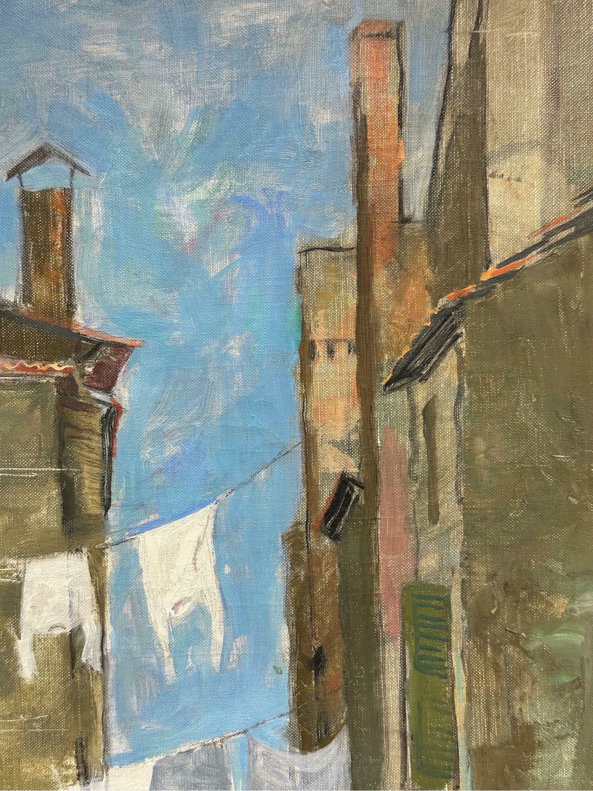 Maurice Delavierfrench Impressionist Oil Painting Clothes Drying Washing Line Venice Courtyard1985 photo Art