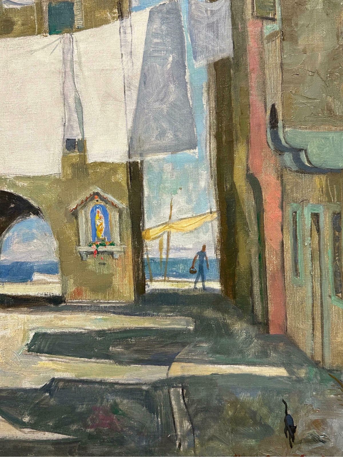Maurice Delavierfrench Impressionist Oil Painting Clothes Drying Washing Line Venice Courtyard1985 photo buy