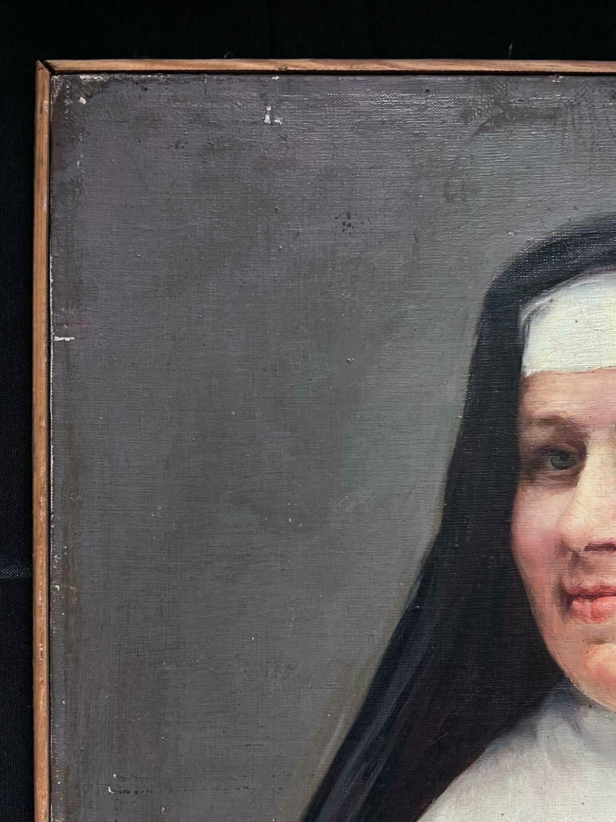 French School19th Century French Portrait Of A Nun In Her Habit Large Oil On Canvas photo for sale