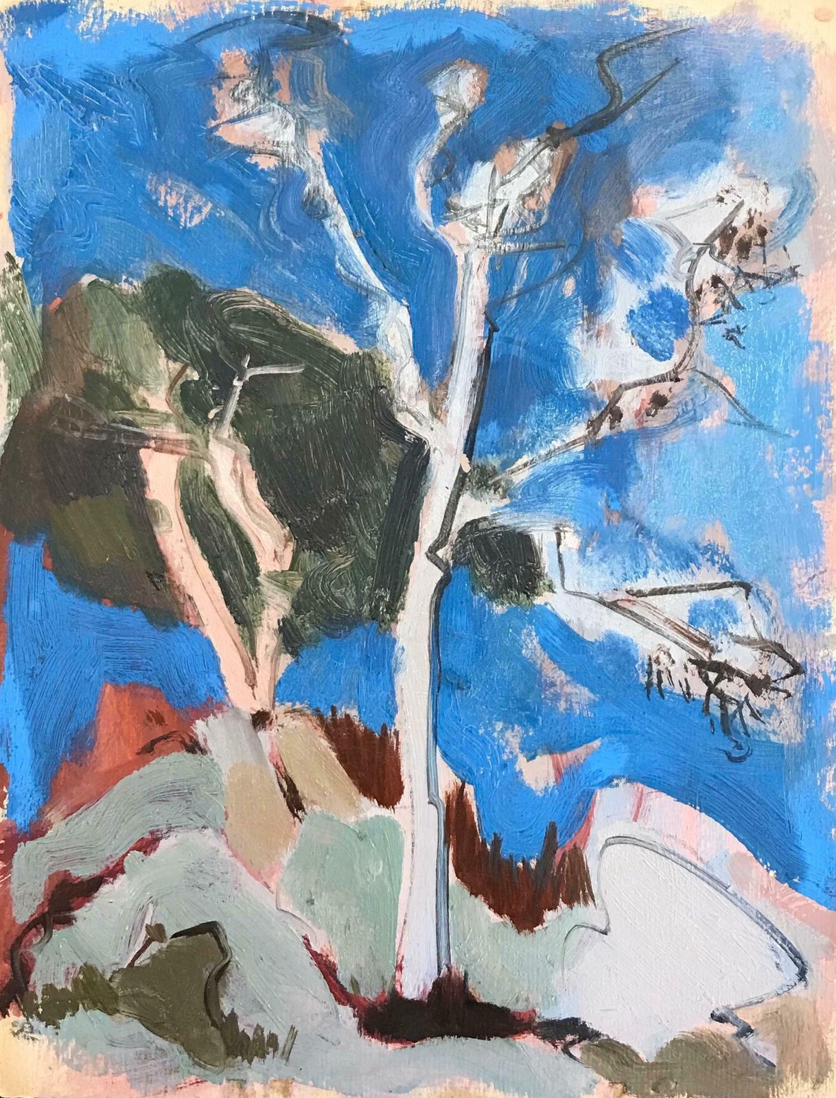 Elisabeth Hahn20th Century German Modernist Oil Painting Abstract Tree Scene20th Century