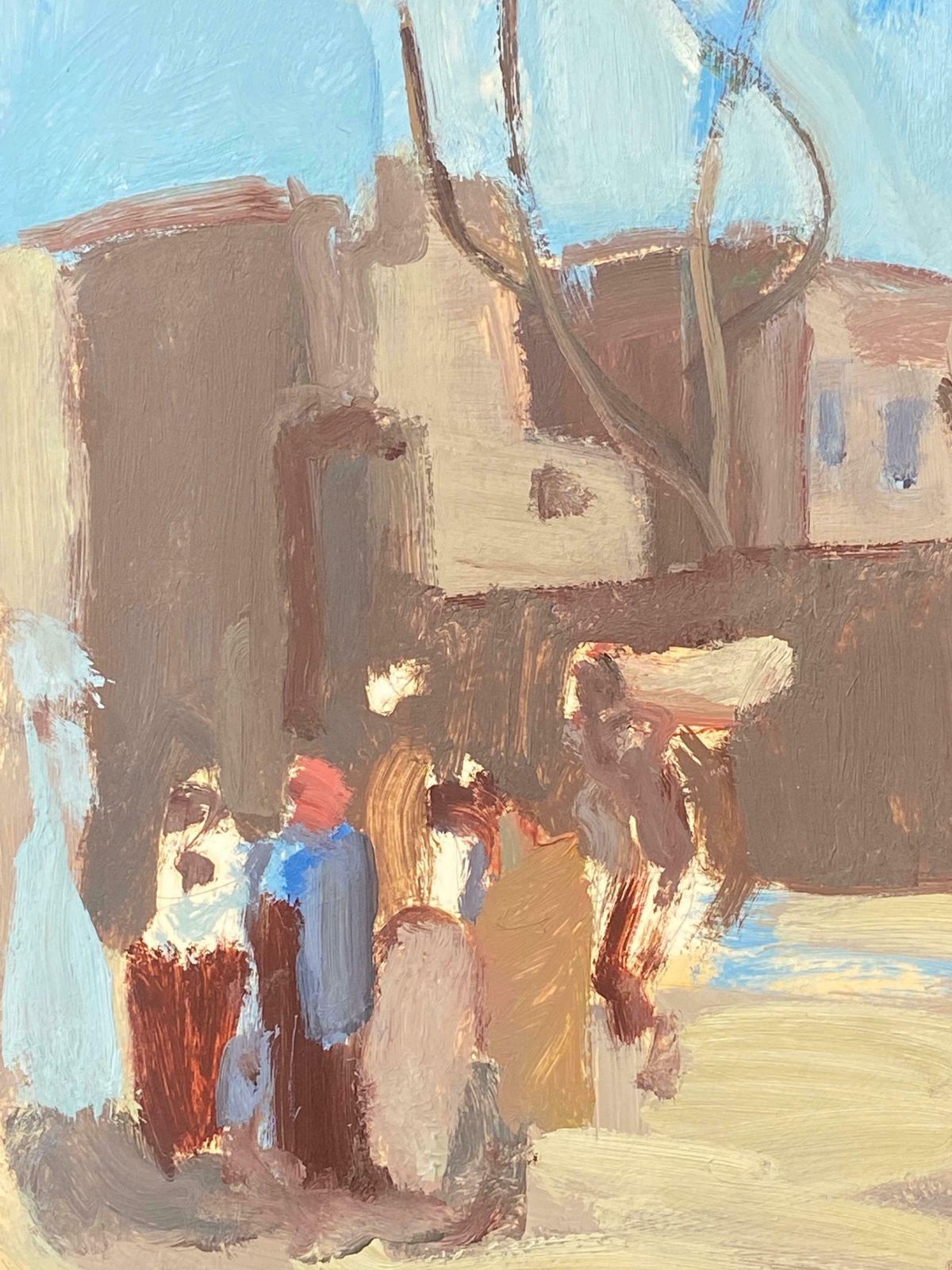 Elisabeth Hahn20th Century German Modernist Oil Painting North African Town & Figures20th Century photo for sale