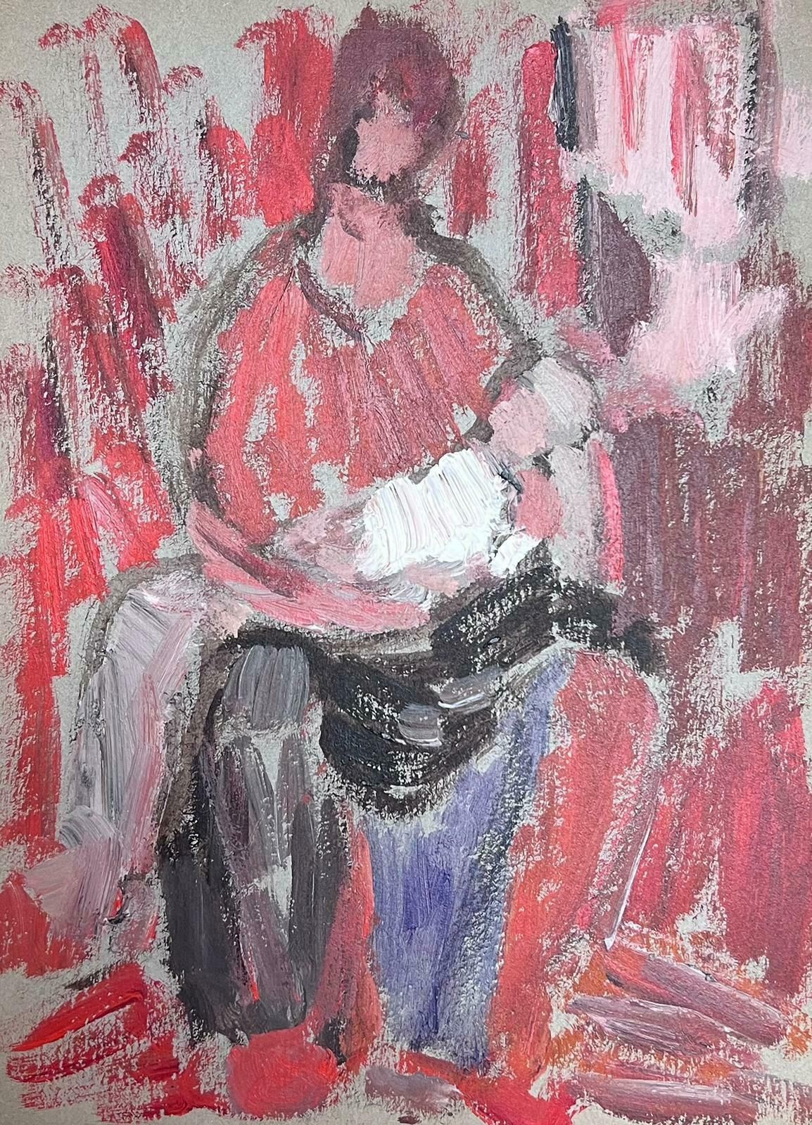 Elisabeth Hahn20th Century German Modernist Oil Painting   Mother And Child In Red20th Century photo furniture