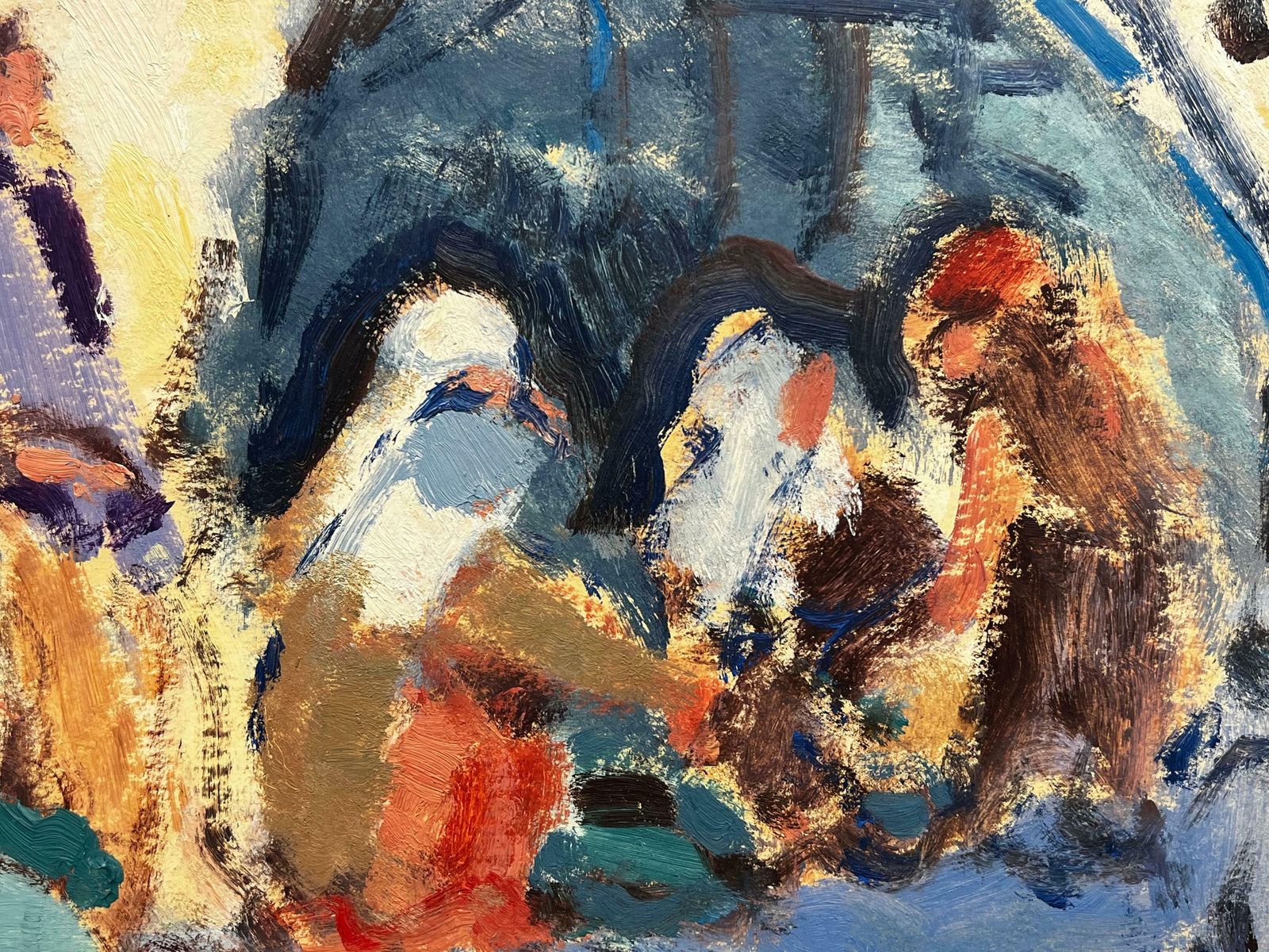 Elisabeth Hahn20th Century German Modernist Oil Painting   Busy Figures20th Century photo for sale