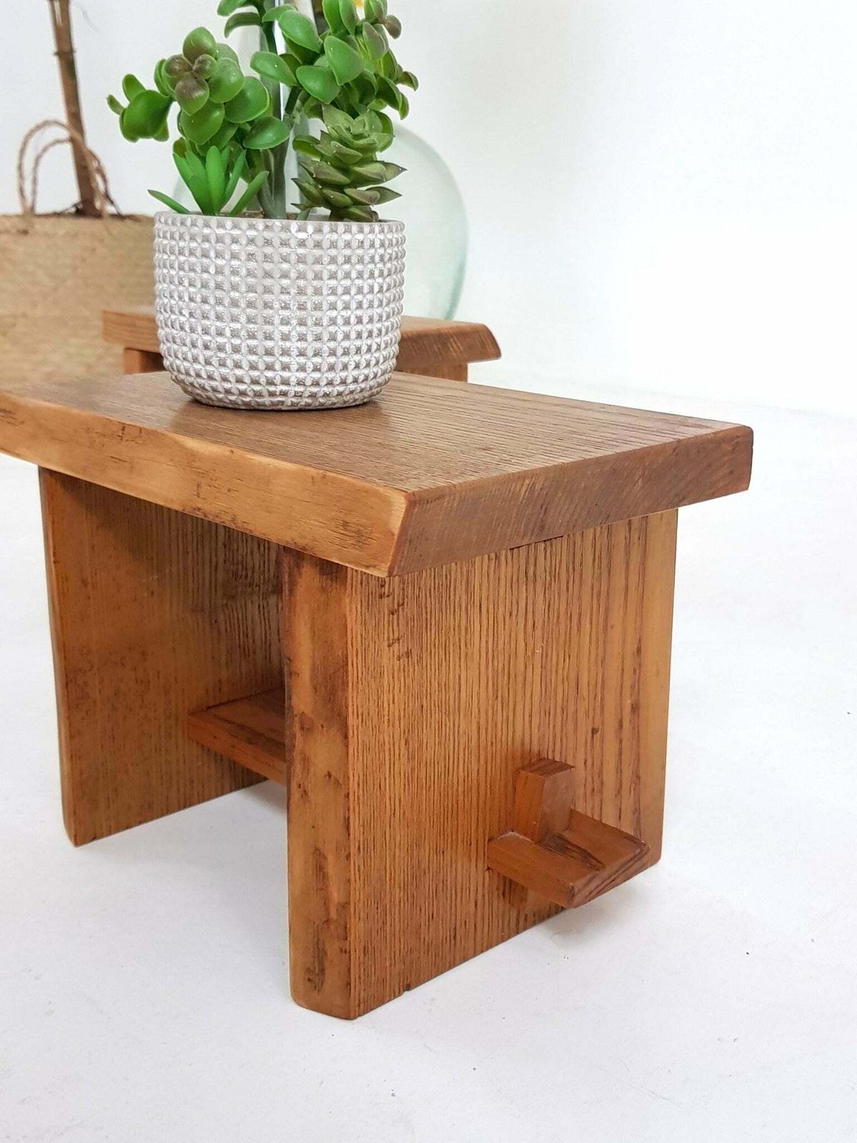 Vintage Oak Plant Stands / Small Tables / Speaker Stands photo for sale