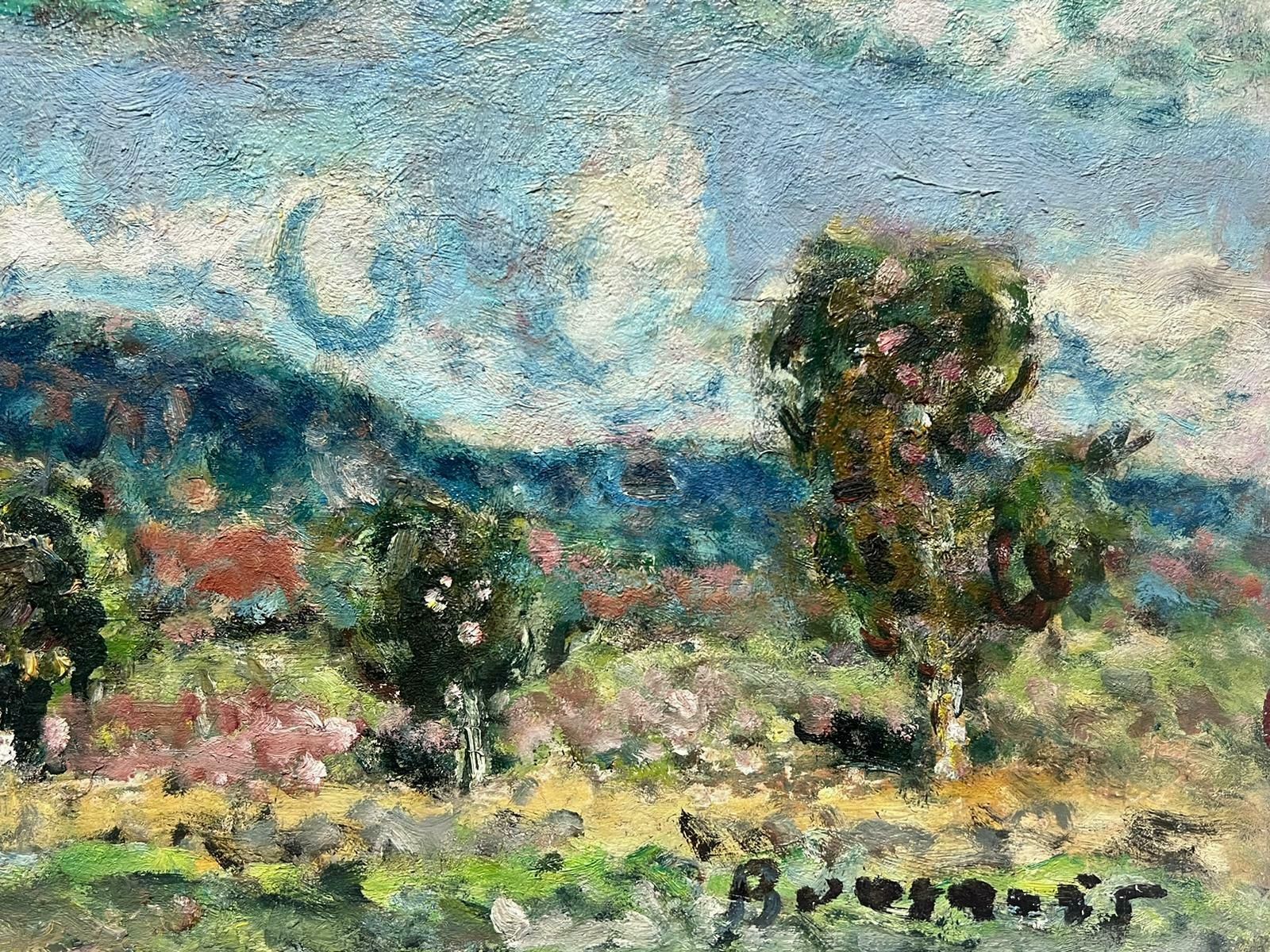Georges Bousquaitmid 20th Century French Post Impressionist Signed Oil Fluffy Clouds Landscape photo Art