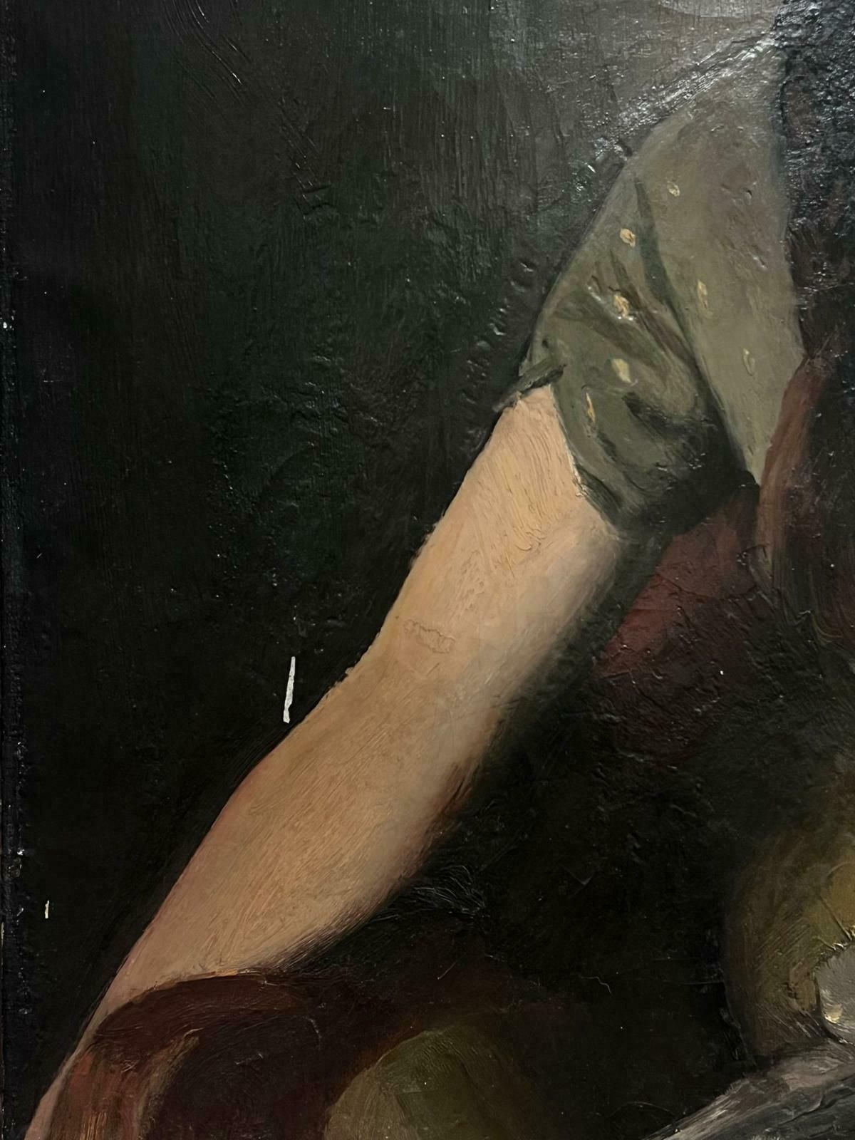 European Late 19thchuge Antique European Portrait Of Girl With Plaits In Hair Oil On Canvas photo 1718.0