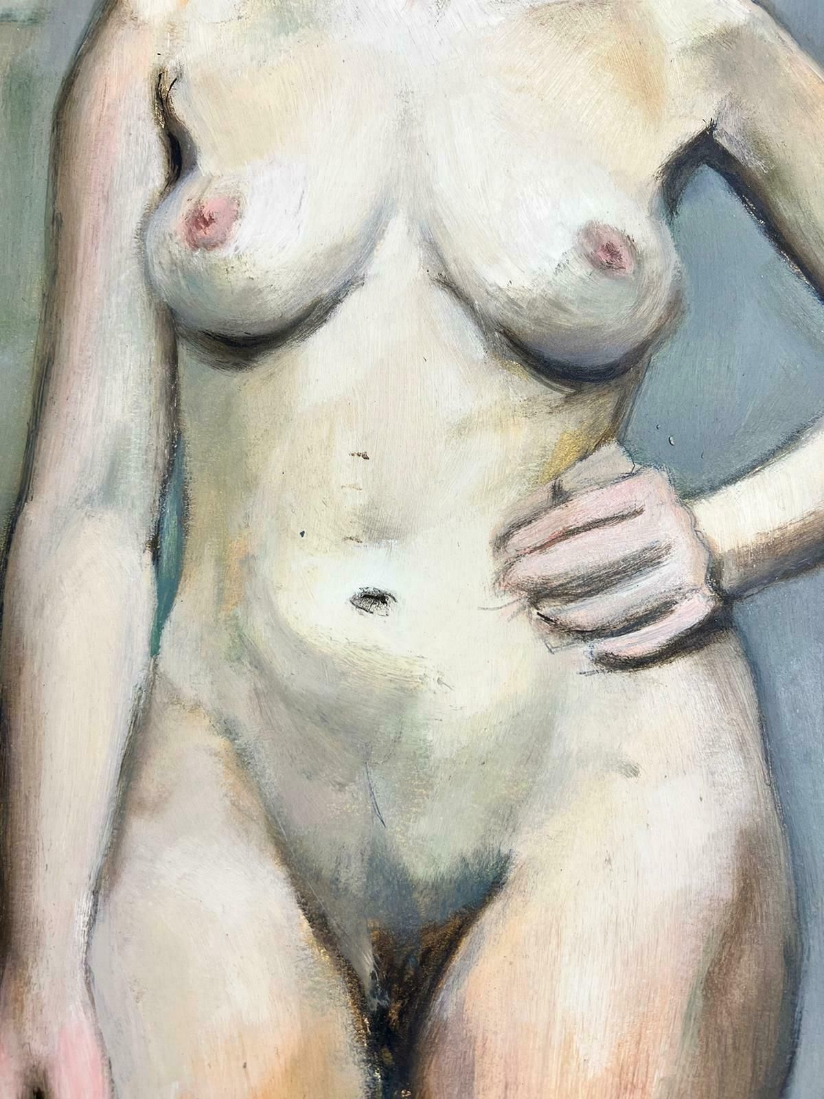 Josine Vignonmid Century French Nude Painting Of A Lady Stood Posed 1960's photo vinterior