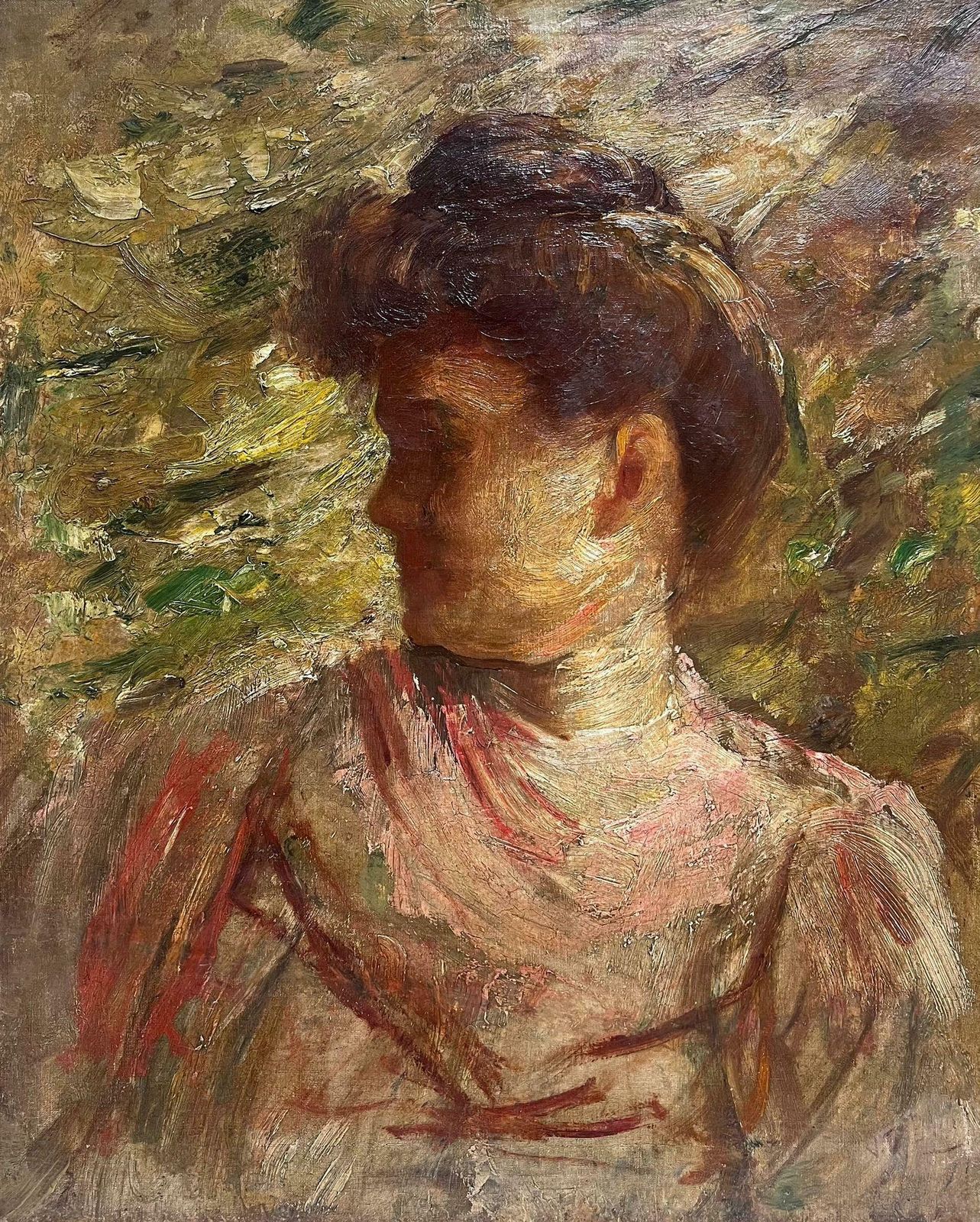 French Schoolbelle Epoque French Impressionist 19th Century Oil Painting Portrait Of Elegant
