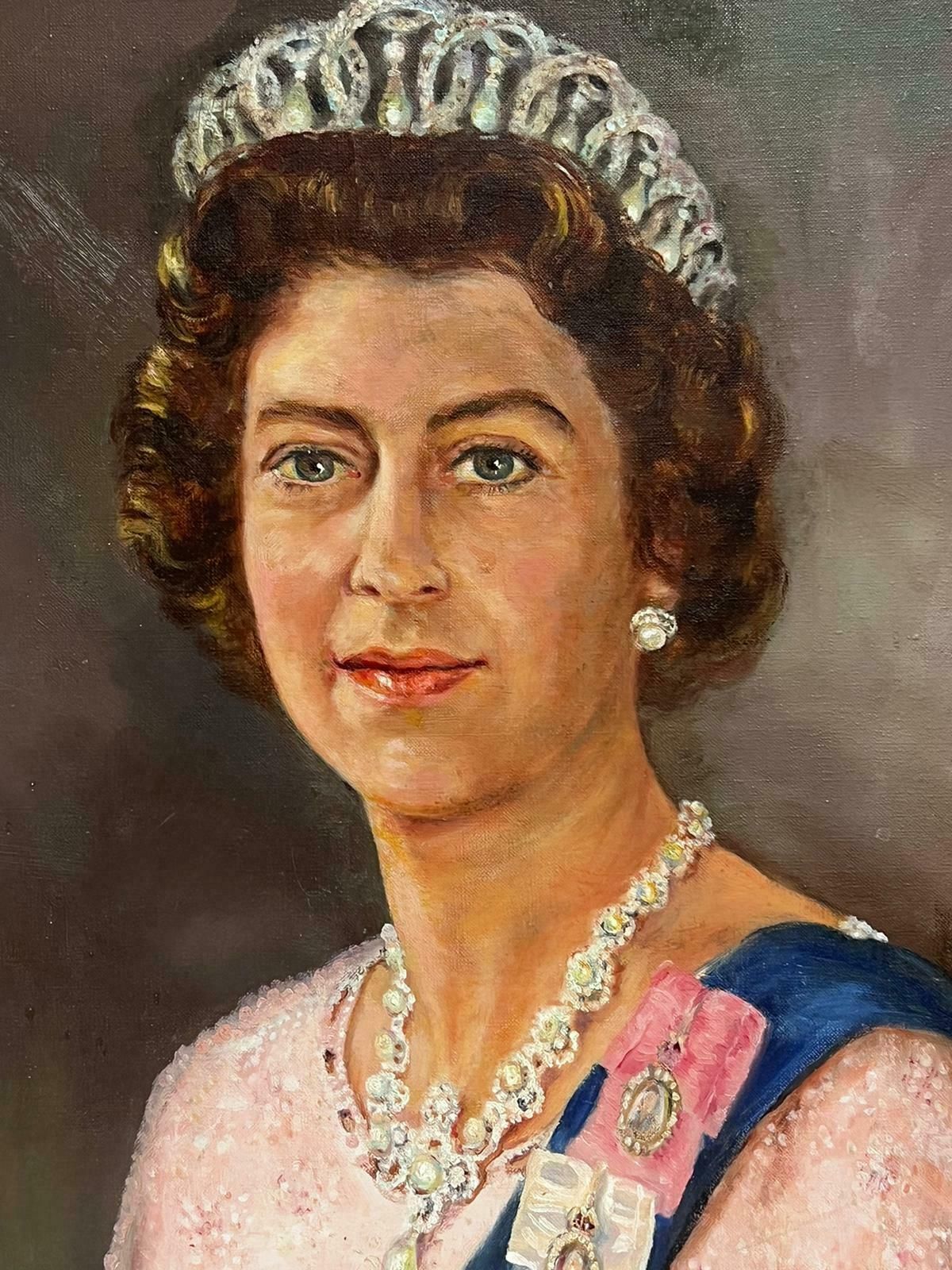 Edne Simpsonhm Queen Elizabeth II Portrait British Oil Painting Signed Oil On Canvas photo Art