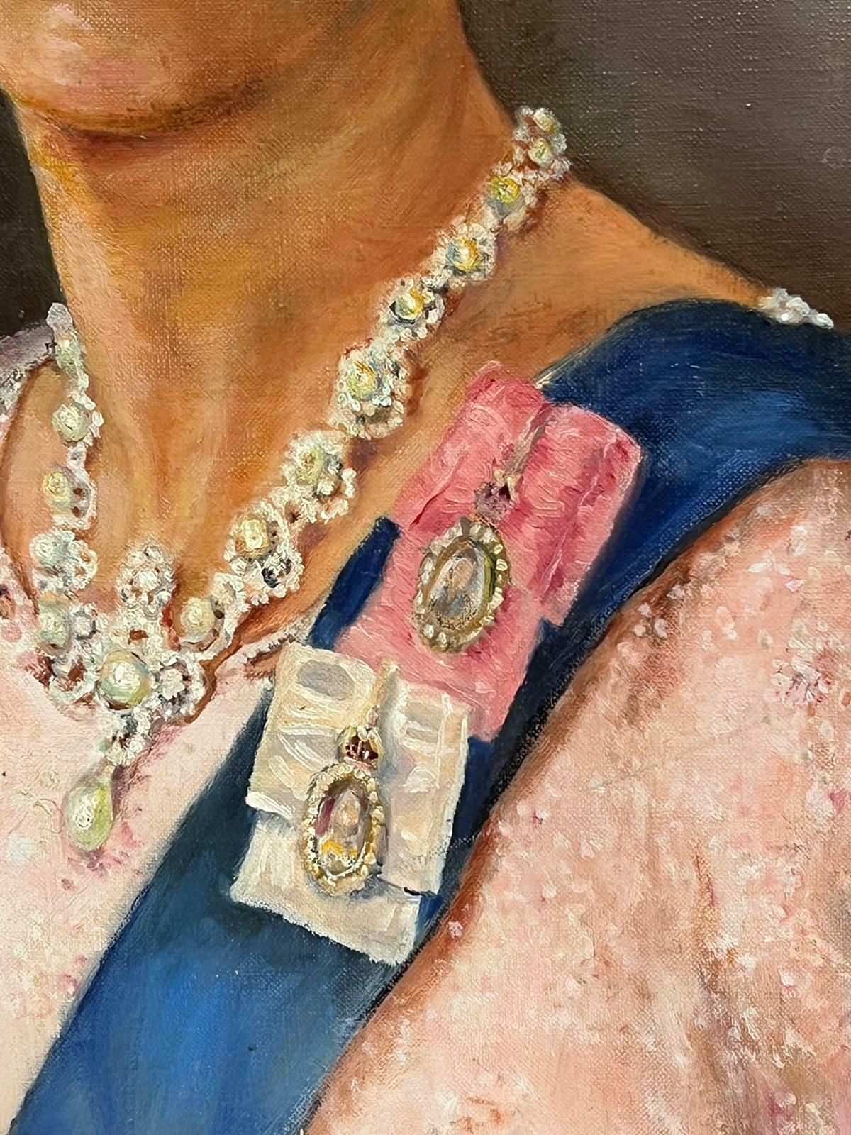 Edne Simpsonhm Queen Elizabeth II Portrait British Oil Painting Signed Oil On Canvas photo vintage