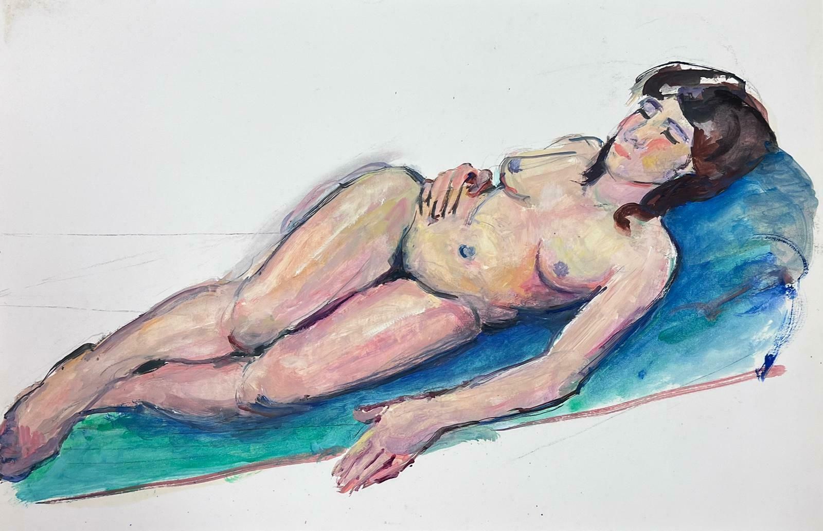 French Modernistreclining Nude Lady Model 1970's French Modernist Painting Provence Collection1970's
