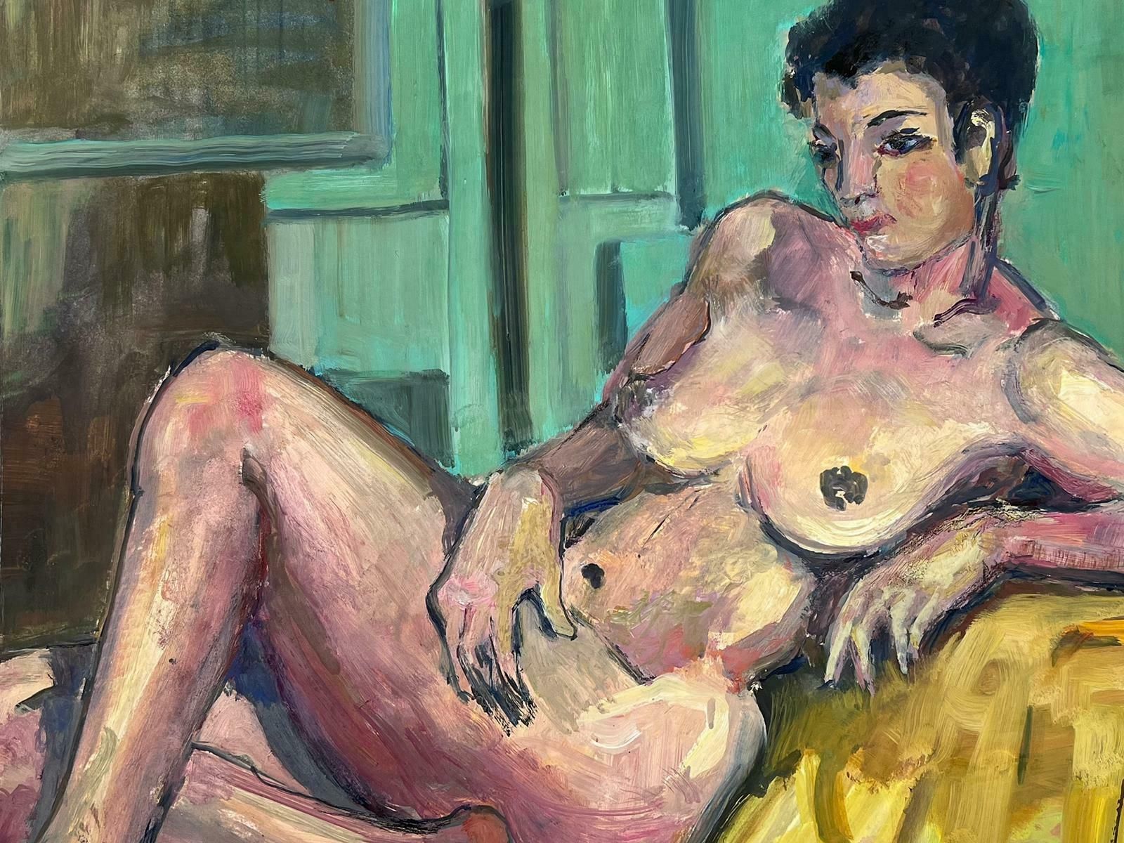 French Modernistreclining Nude Lady Model 1970's French Modernist Painting Provence Collection1970's photo Art