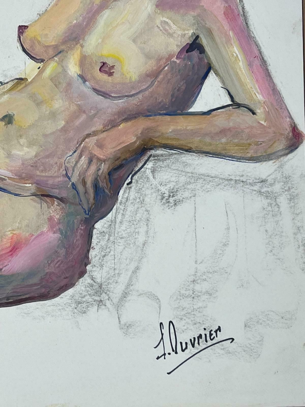 French Modernistreclining Nude Lady Model 1970's French Modernist Painting Provence Collection1970's photo furniture
