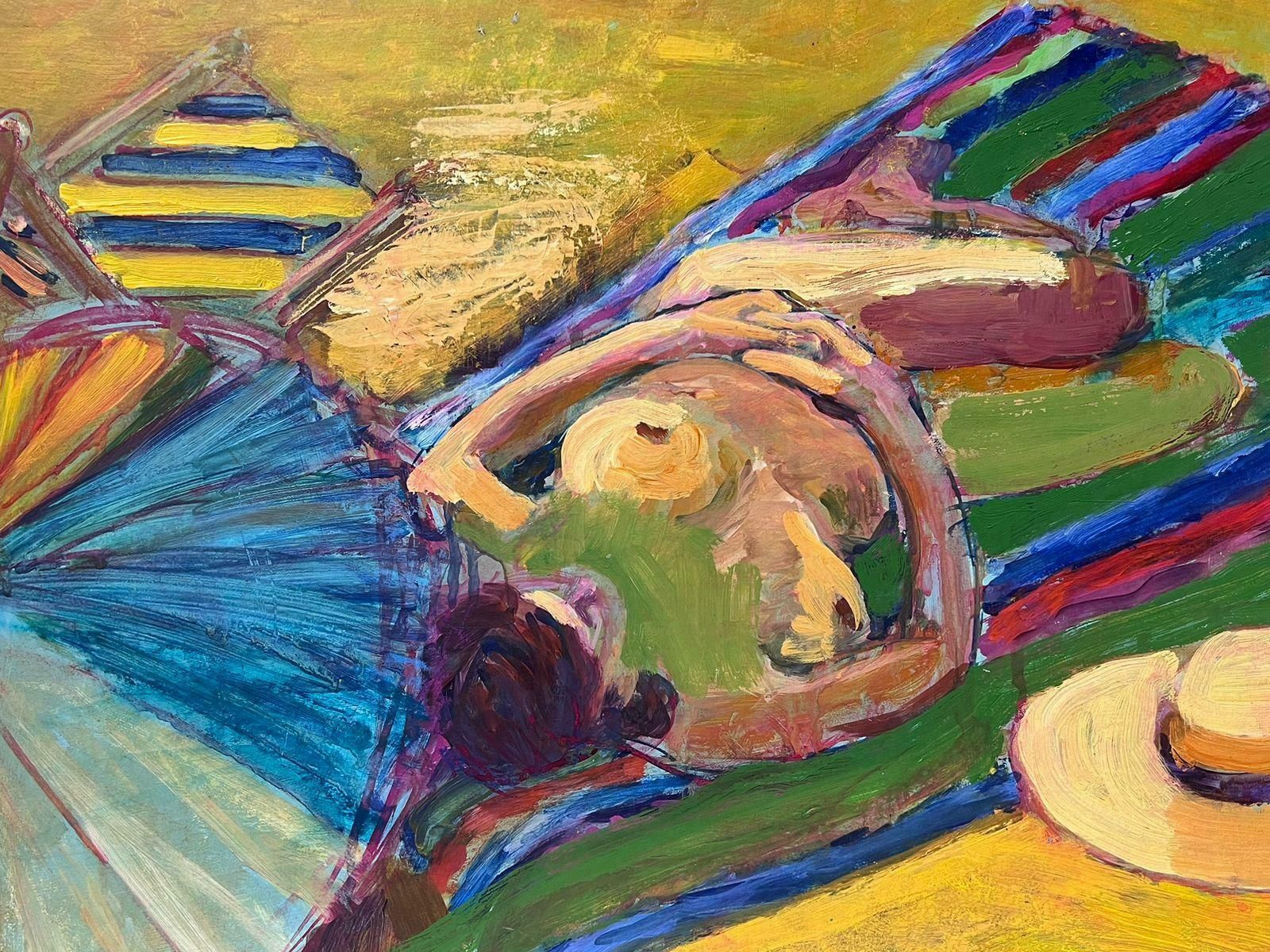 Helen Greenfieldnude Lady Sunbathing On Beach British Modernist 20th Century Oil Painting photo buy