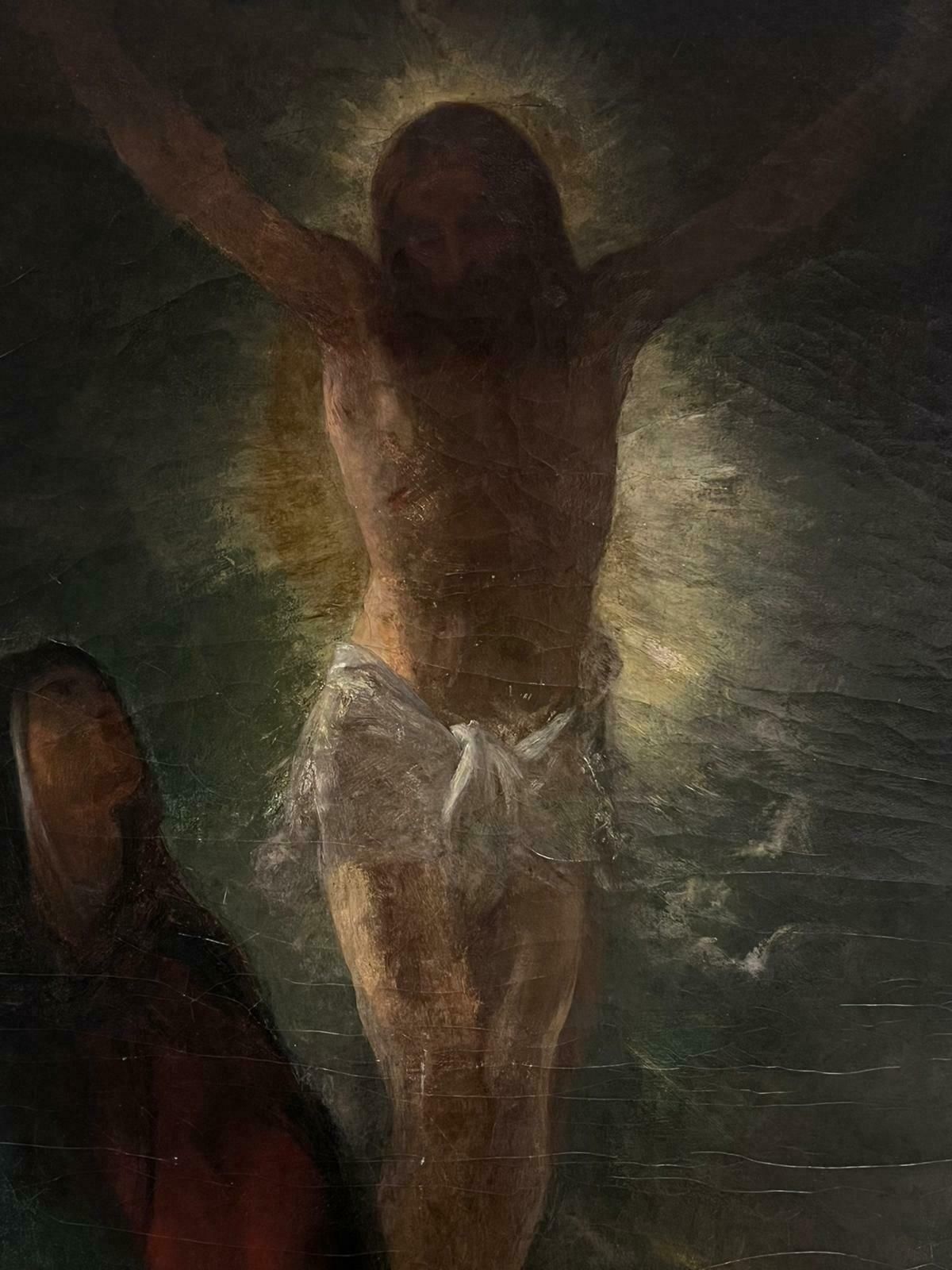 1830's French Romantic Period Large Oil Painting Christ On The Crossc. 1830's photo Art