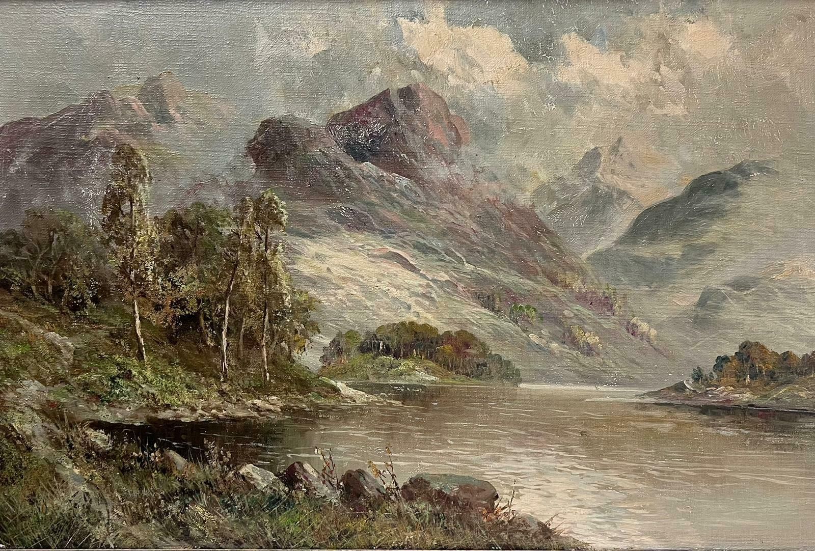 Francis E. Jamiesonatmospheric Antique Scottish Highlands Loch Landscape Signed Oil Painting