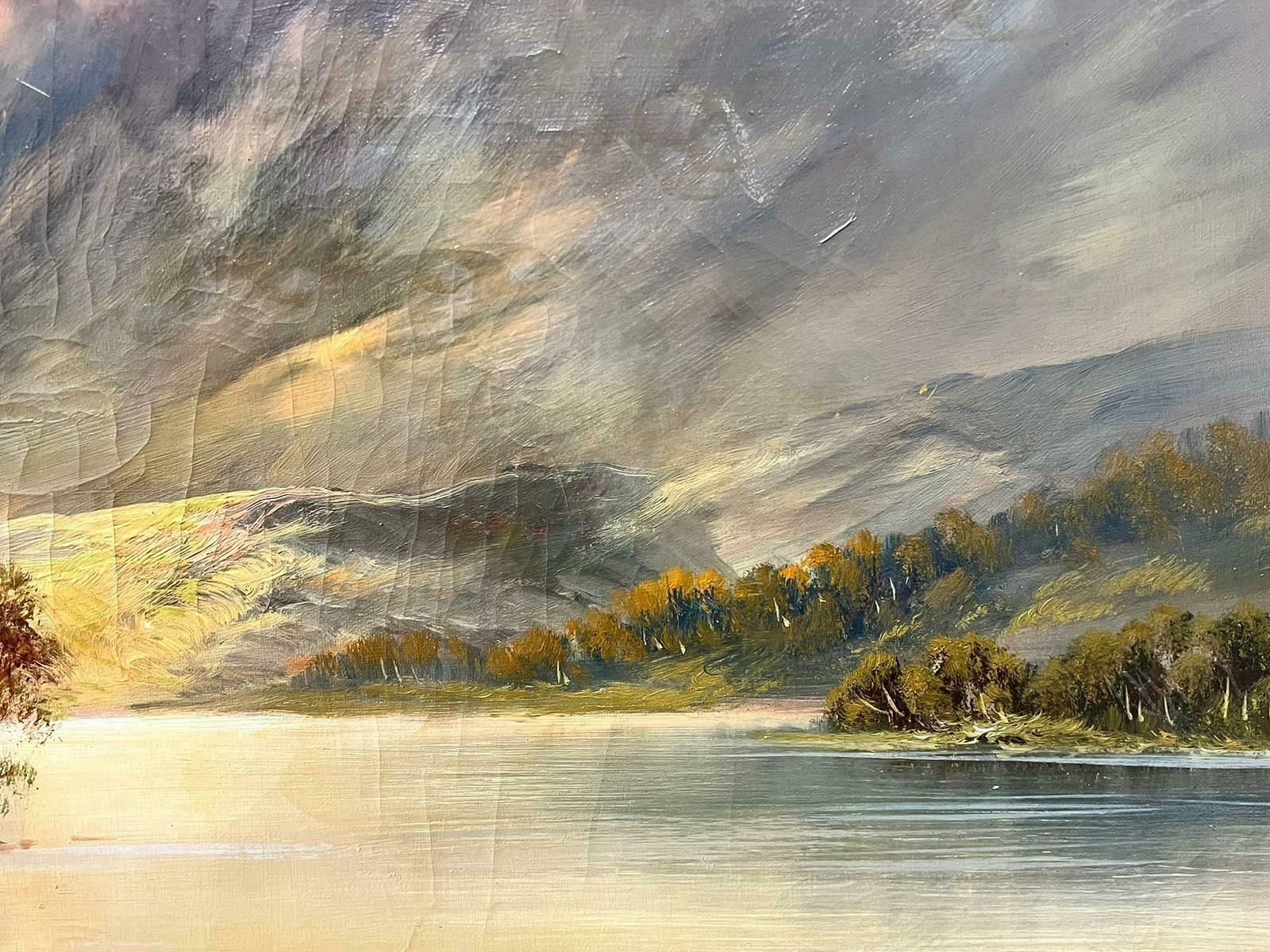 Francis E. Jamiesonantique Scottish Oil Painting Highland Loch Lady By Cottage Mountains photo 2000.0