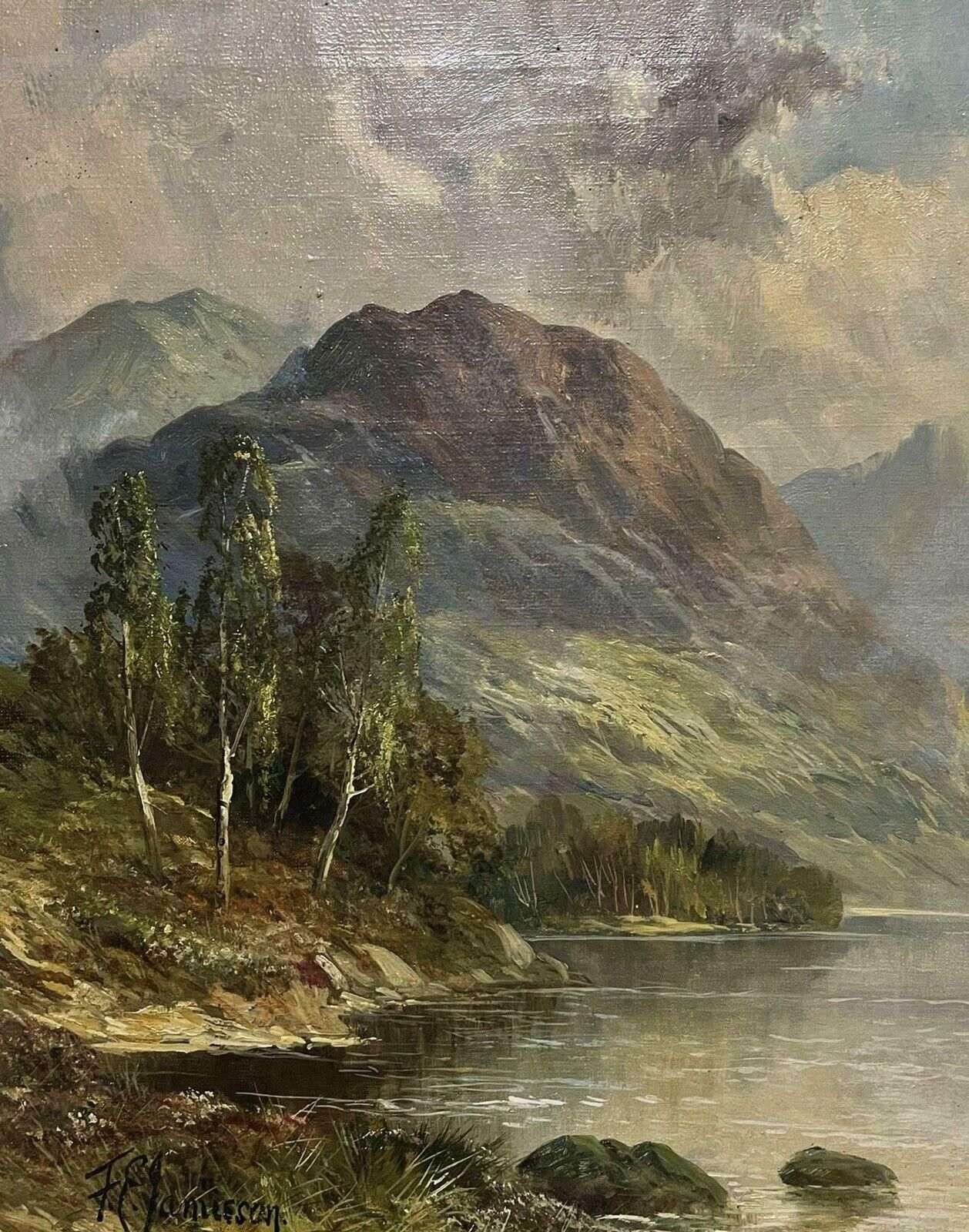 Francis E. Jamiesonloch Katrine Scottish Highlands Summer Landscape, Antique Signed Oil Painting photo for sale