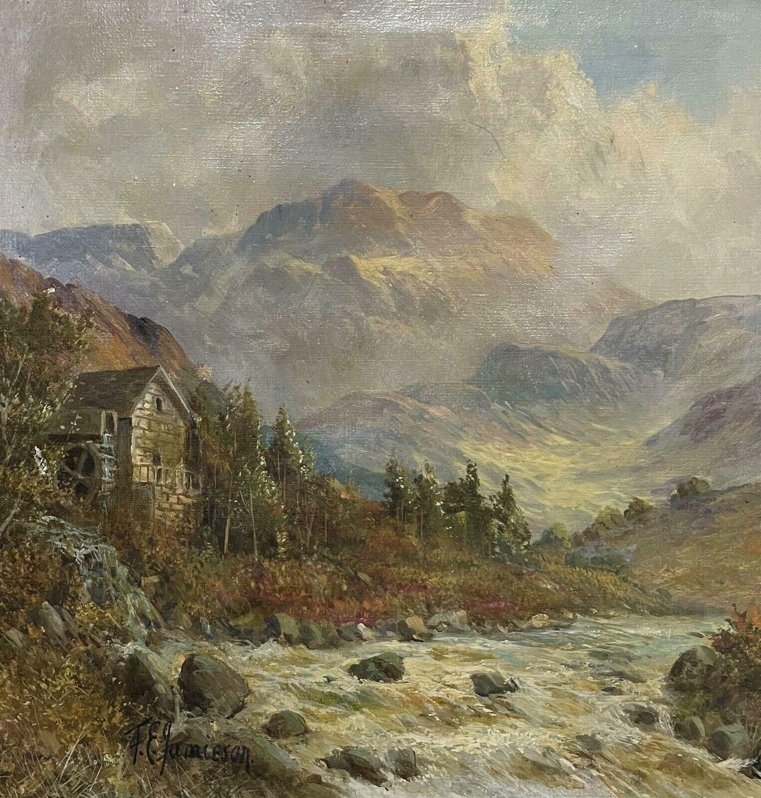 Francis E. Jamiesonantique Scottish Highlands Oil Painting Summer River Landscape, Signed photo for sale
