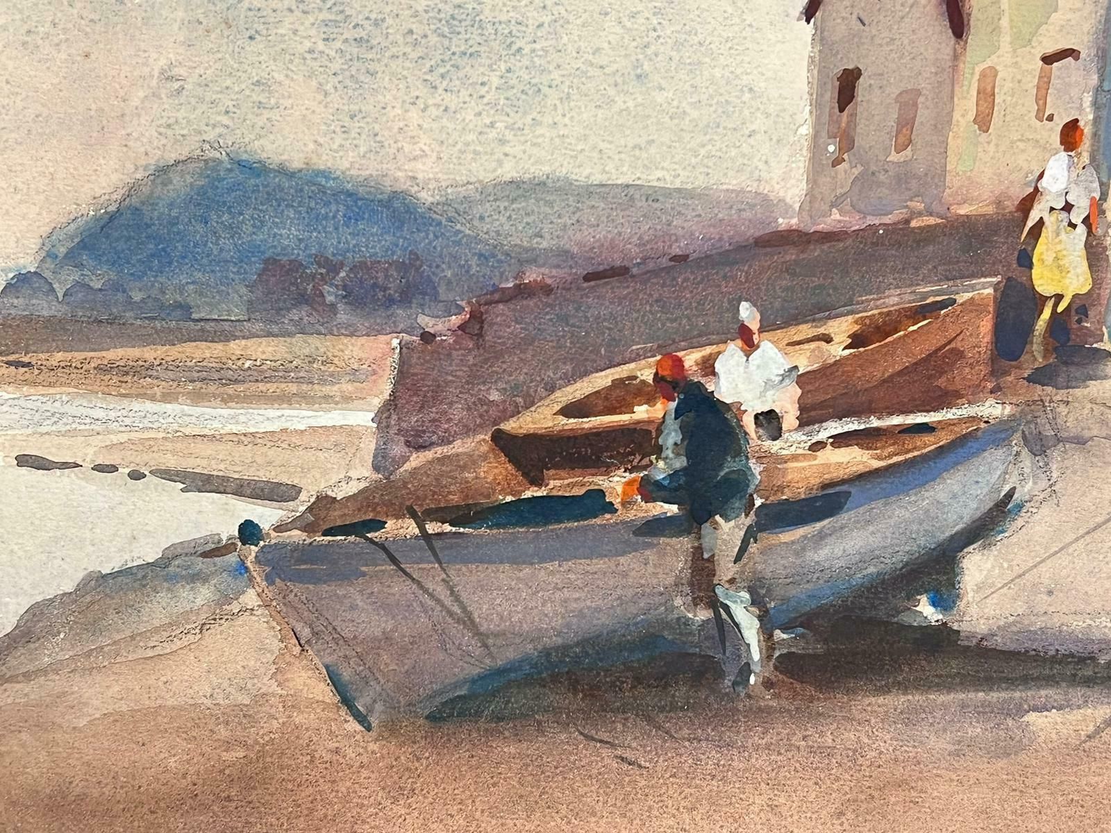 Frank Duffieldbritish Mid 20th Century Impressionist Painting Busy Figures By Rowing Boatsmid 20th Century photo furniture