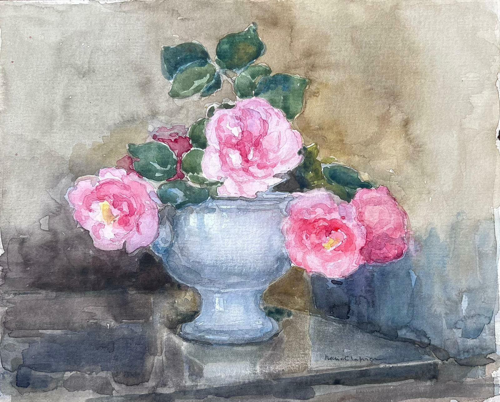 Jean Laforguebowl Of Pink Roses Mid 20th Century French Post Impressionist Signed Painting