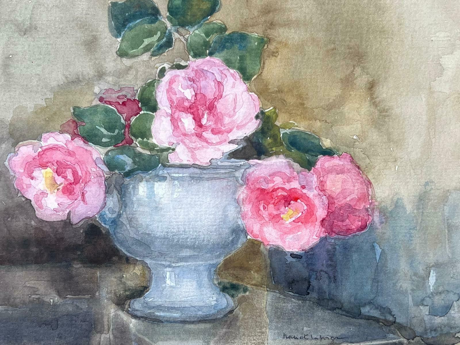 Jean Laforguebowl Of Pink Roses Mid 20th Century French Post Impressionist Signed Painting photo Art