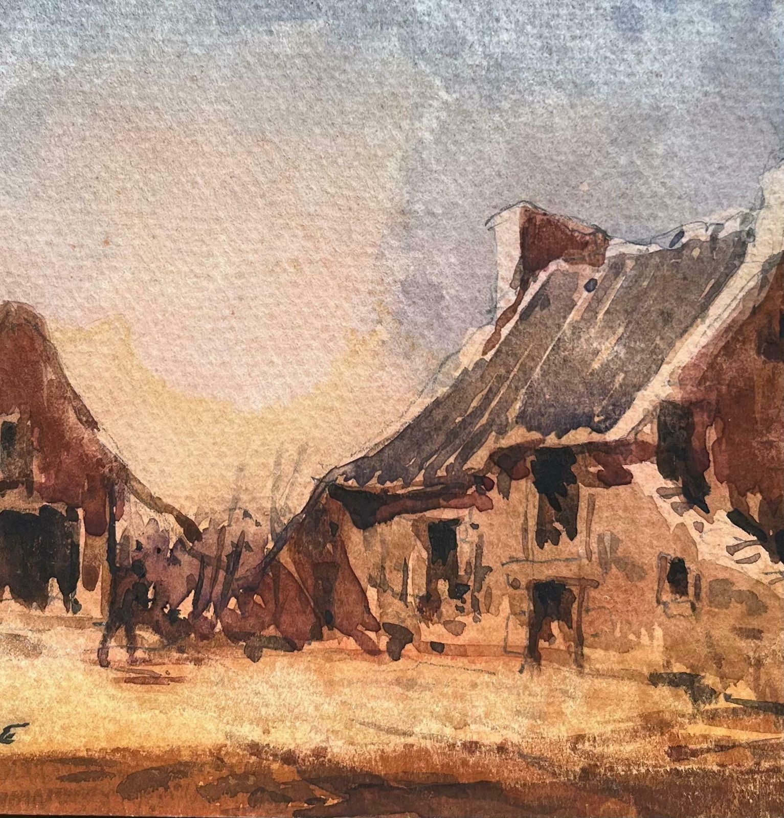 Maurice Mazeiliefrench Impressionist Watercolor Of Rustic Farmhouse At Dusk20th Century photo 154.0