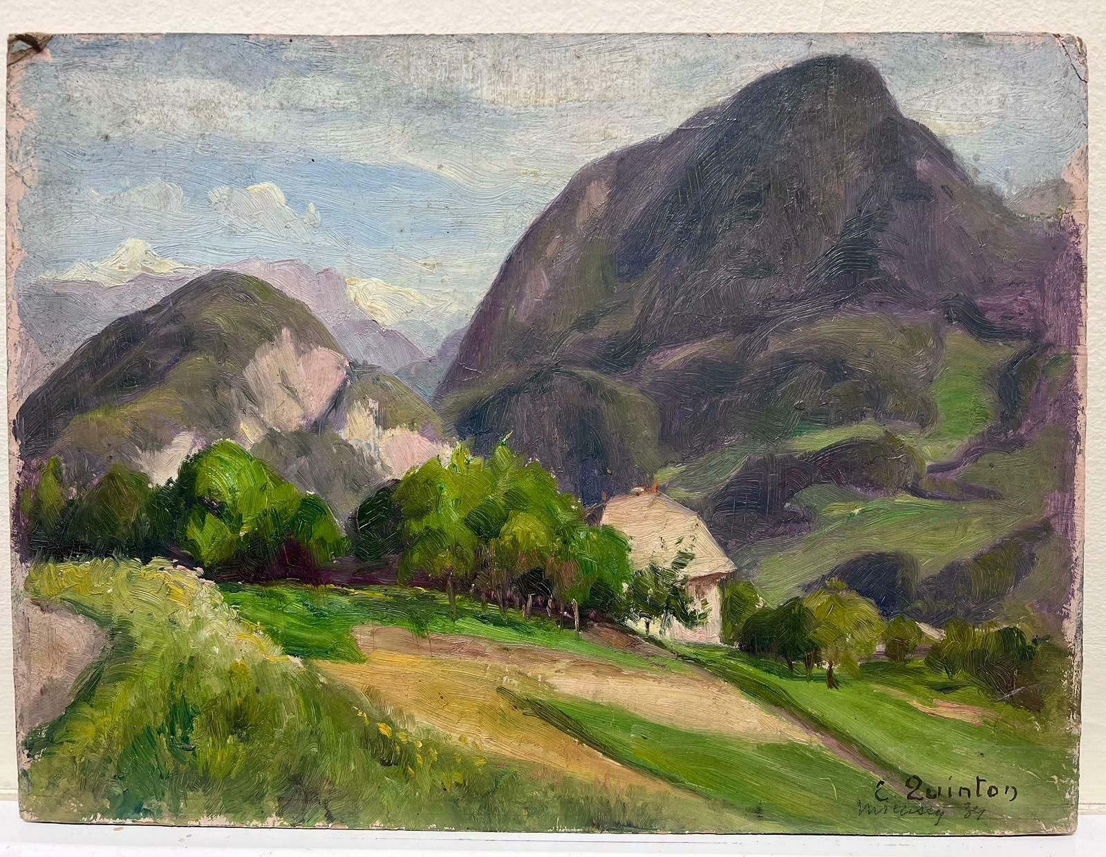 Edmond Quinton1930's French Impressionist Signed Oil Painting Countryside Rural Landscape1930's photo furniture