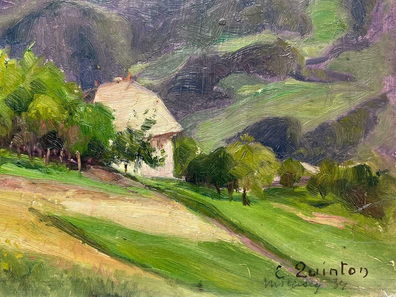 Edmond Quinton1930's French Impressionist Signed Oil Painting Countryside Rural Landscape1930's photo Art
