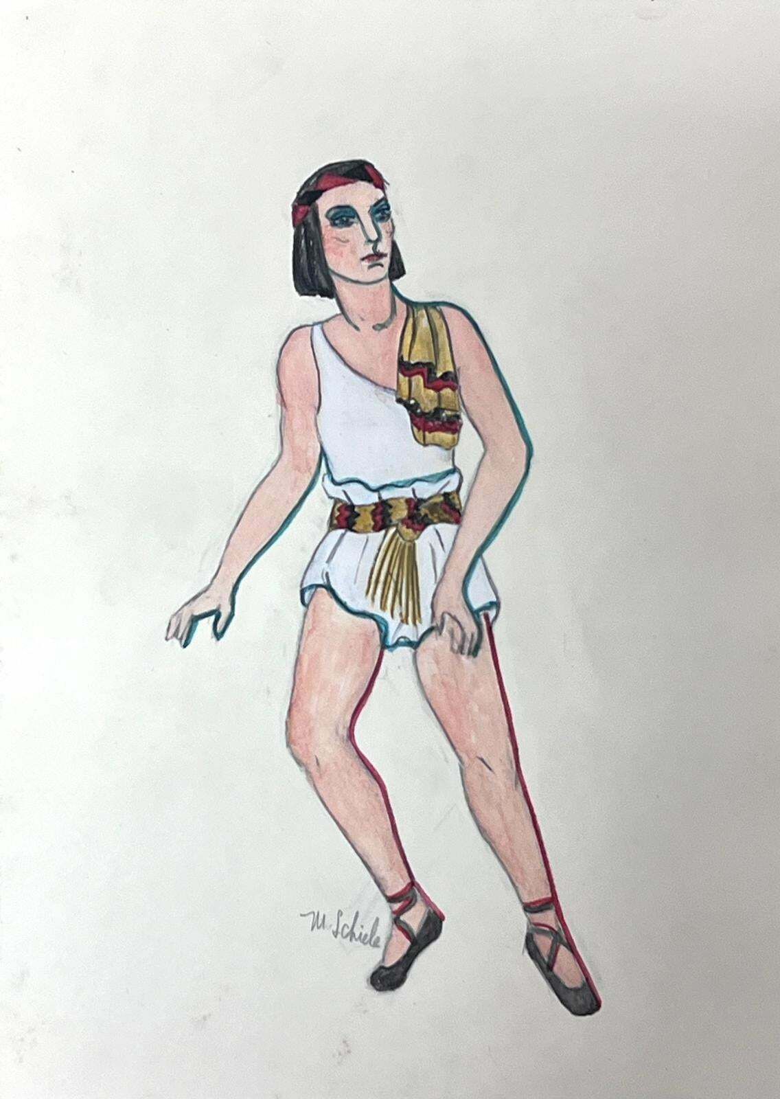 Marjorie Schiele (1913 2008)set Of 9 Figure Illustrations Egyptian Classical Characters Listed American photo vinterior