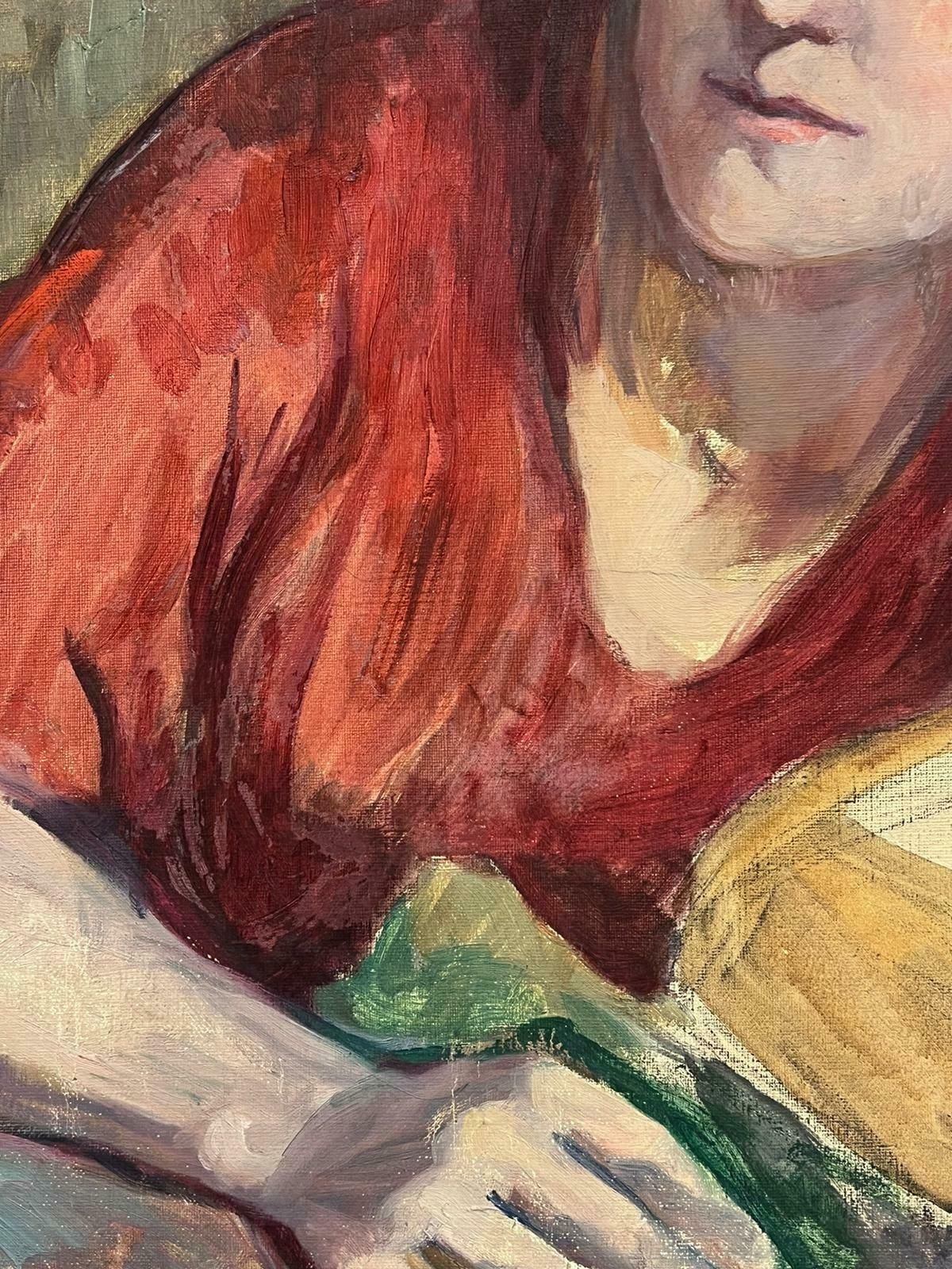 Louise Alixmid 20th Century French Oil Portrait Woman Impressionist Sketch On Canvas1940's photo for sale