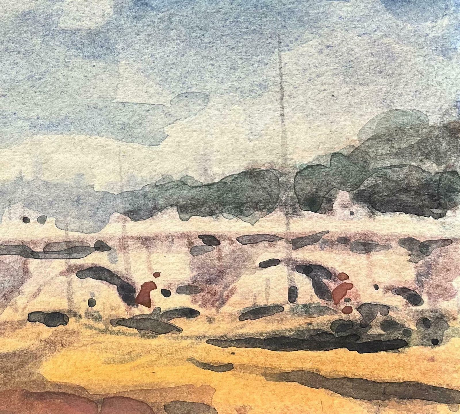 Maurice Mazeiliefrench Impressionist Watercolor Of Parisian Bridge Scene20th Century photo Art