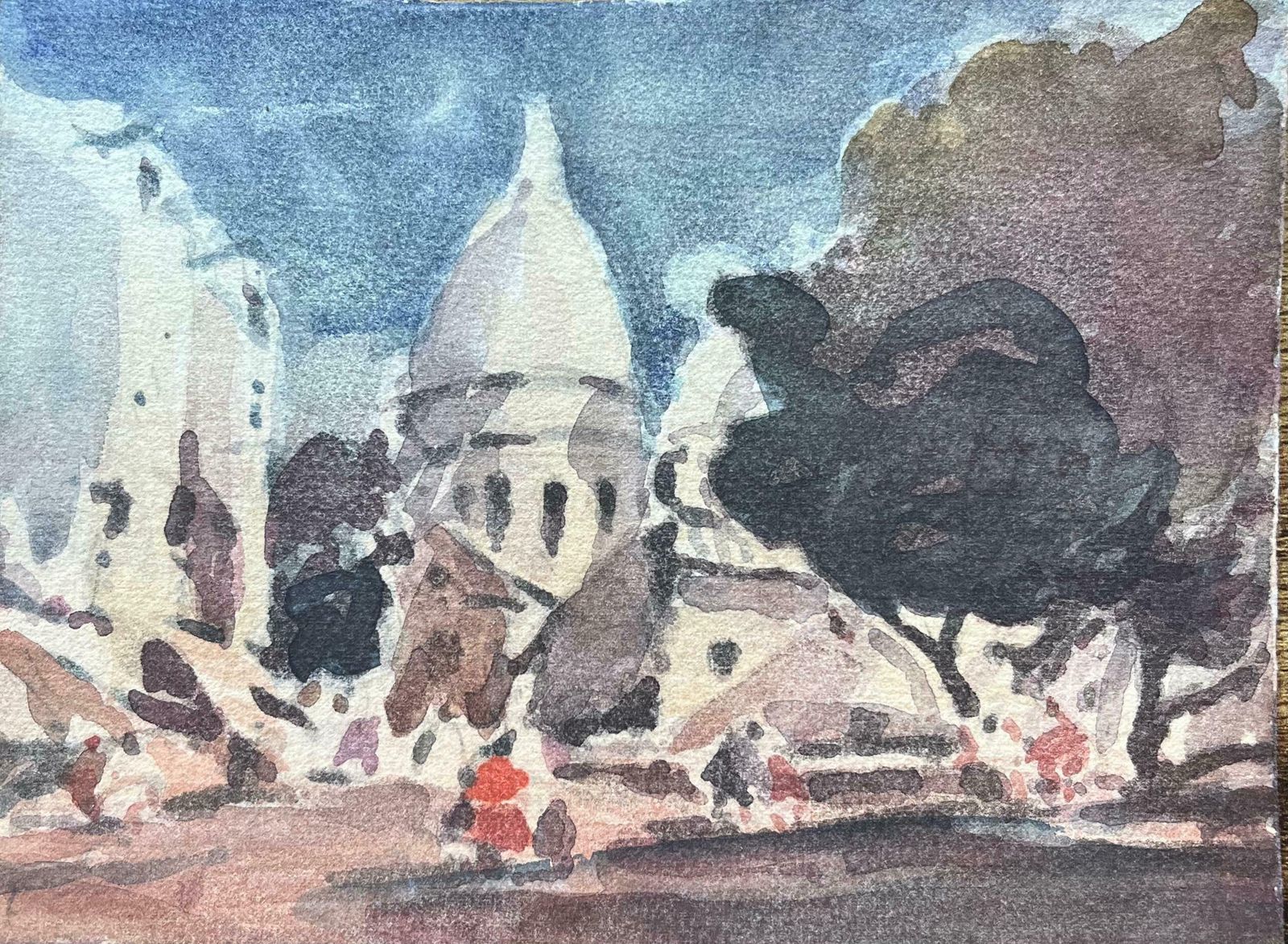 Maurice Mazeiliefrench Impressionist Watercolor Of Sacré Cœur Basilica20th Century