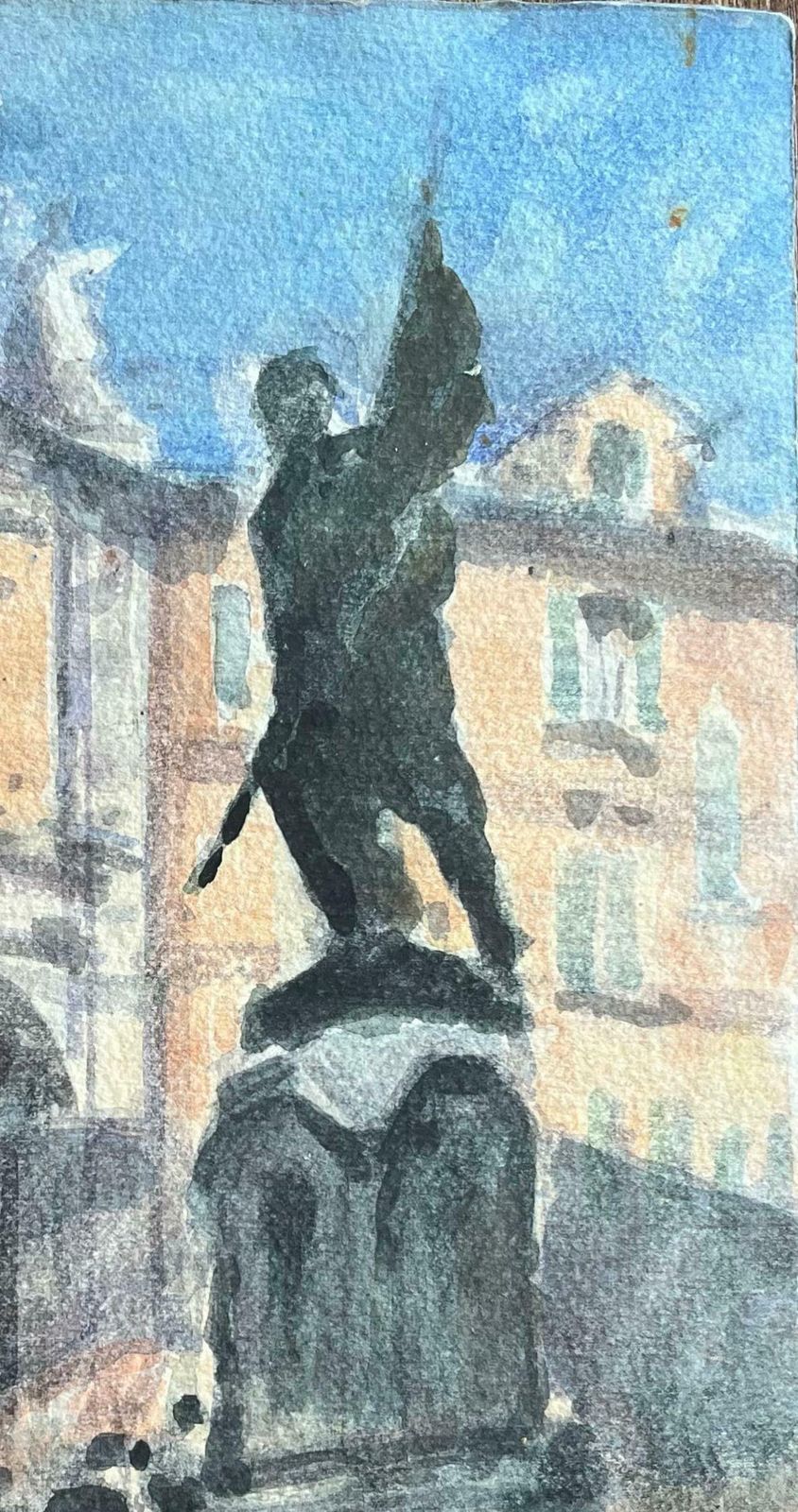 Maurice Mazeiliefrench Impressionist Watercolor Of Parisian Monument And Classical Building20th Century photo Art