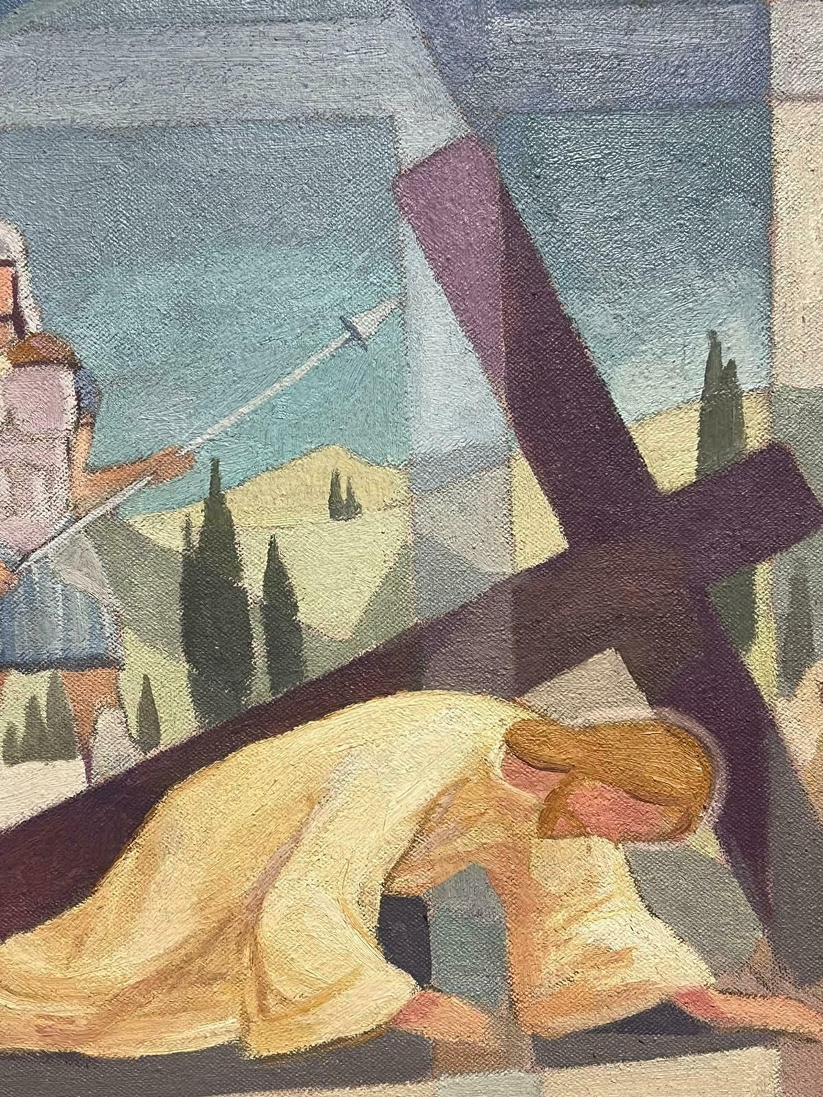Jean Laforgue1950's French Cubist/ Modernist Oil Painting One Of The Stations Of The Cross 1950's photo for sale